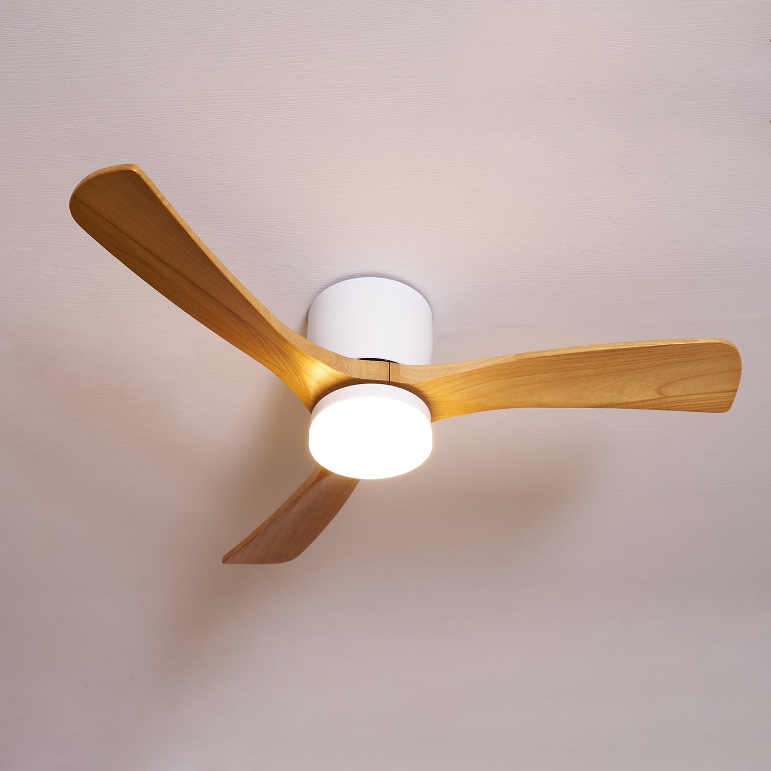 Brogan Modern Sycamore Wood Ceiling Fan Light
