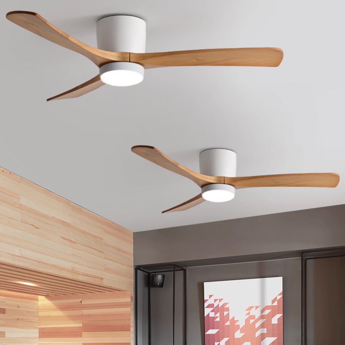 Brogan Modern Sycamore Wood Ceiling Fan Light