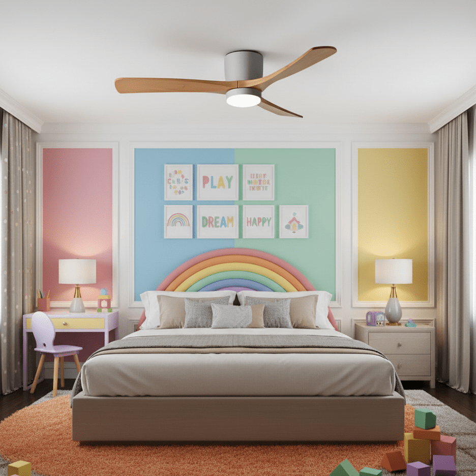 Brogan Modern Sycamore Wood Ceiling Fan Light