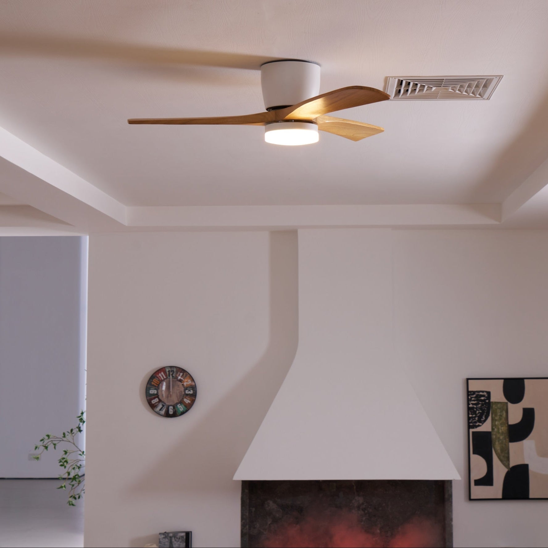Brogan Modern Sycamore Wood Ceiling Fan Light