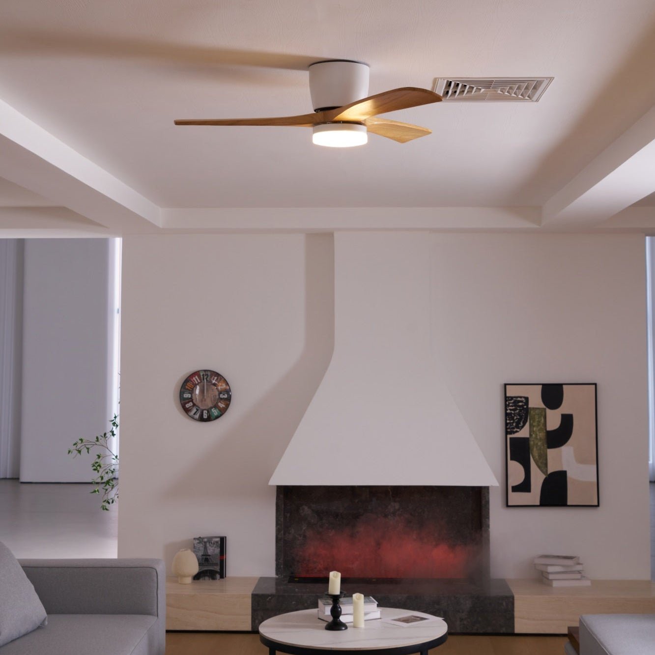 Brogan Modern Sycamore Wood Ceiling Fan Light