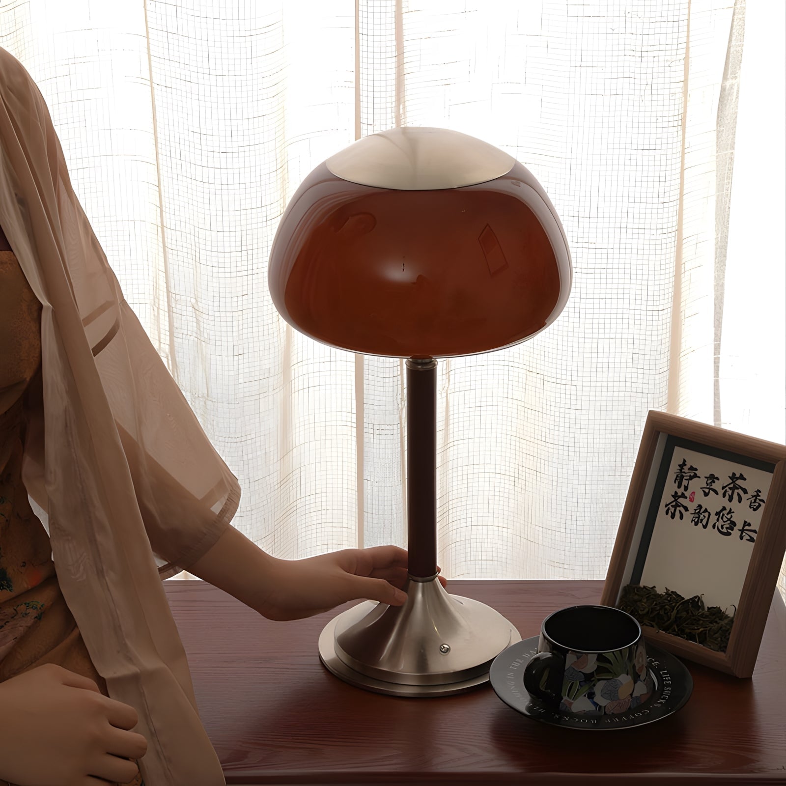 Brunello Mid-Century Wood Table Light