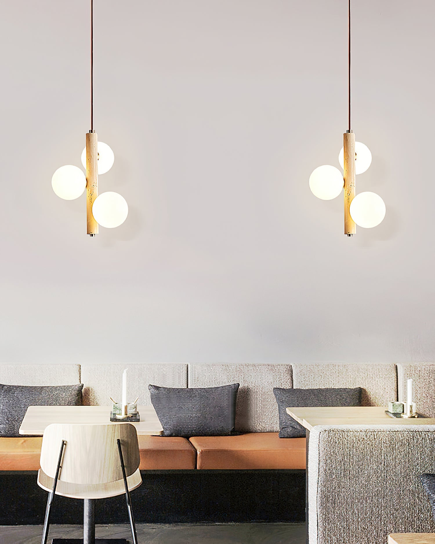 Aursorel Multi-Globe Travertine Pendant Light - Blowlighting