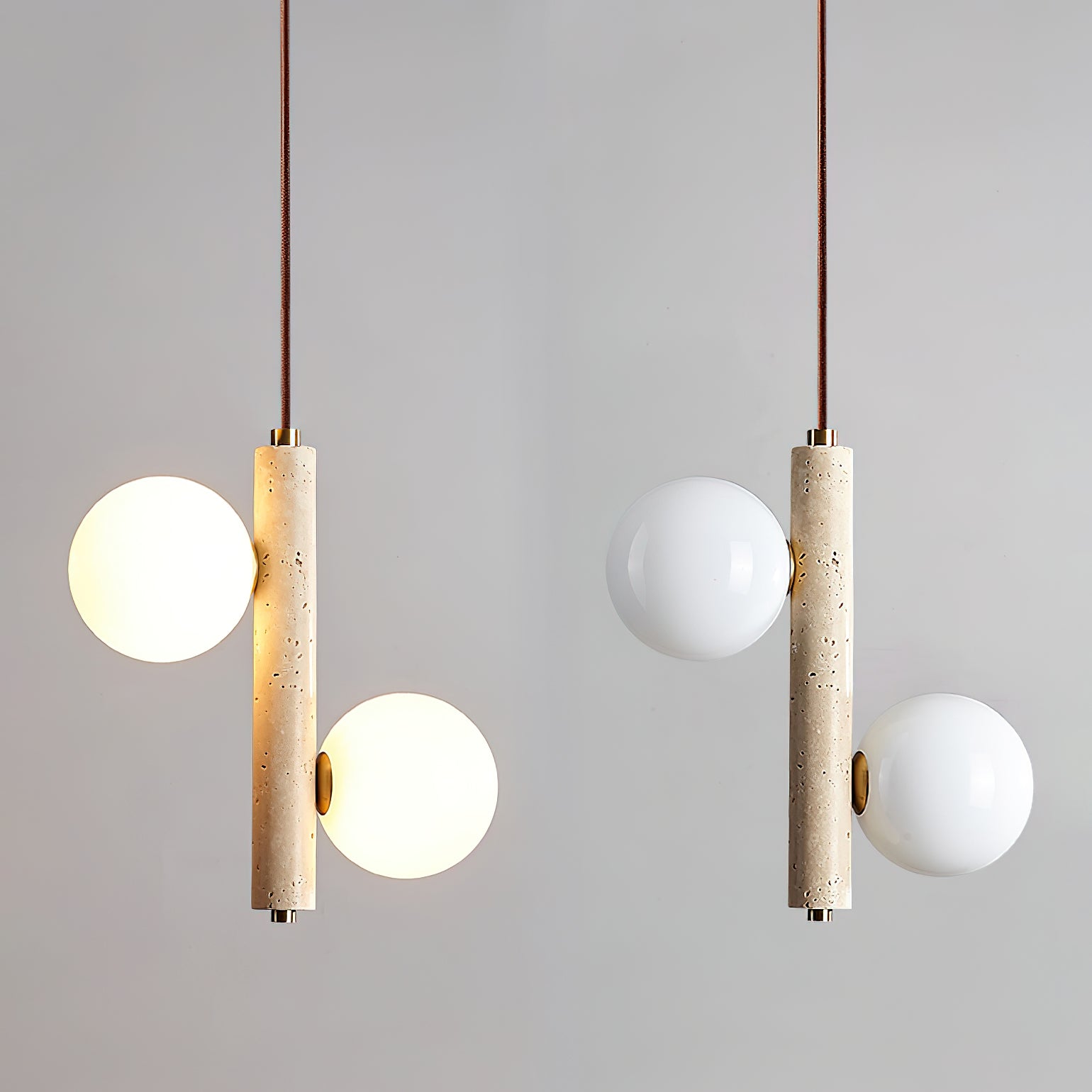 Aursorel Multi-Globe Travertine Pendant Light - Blowlighting