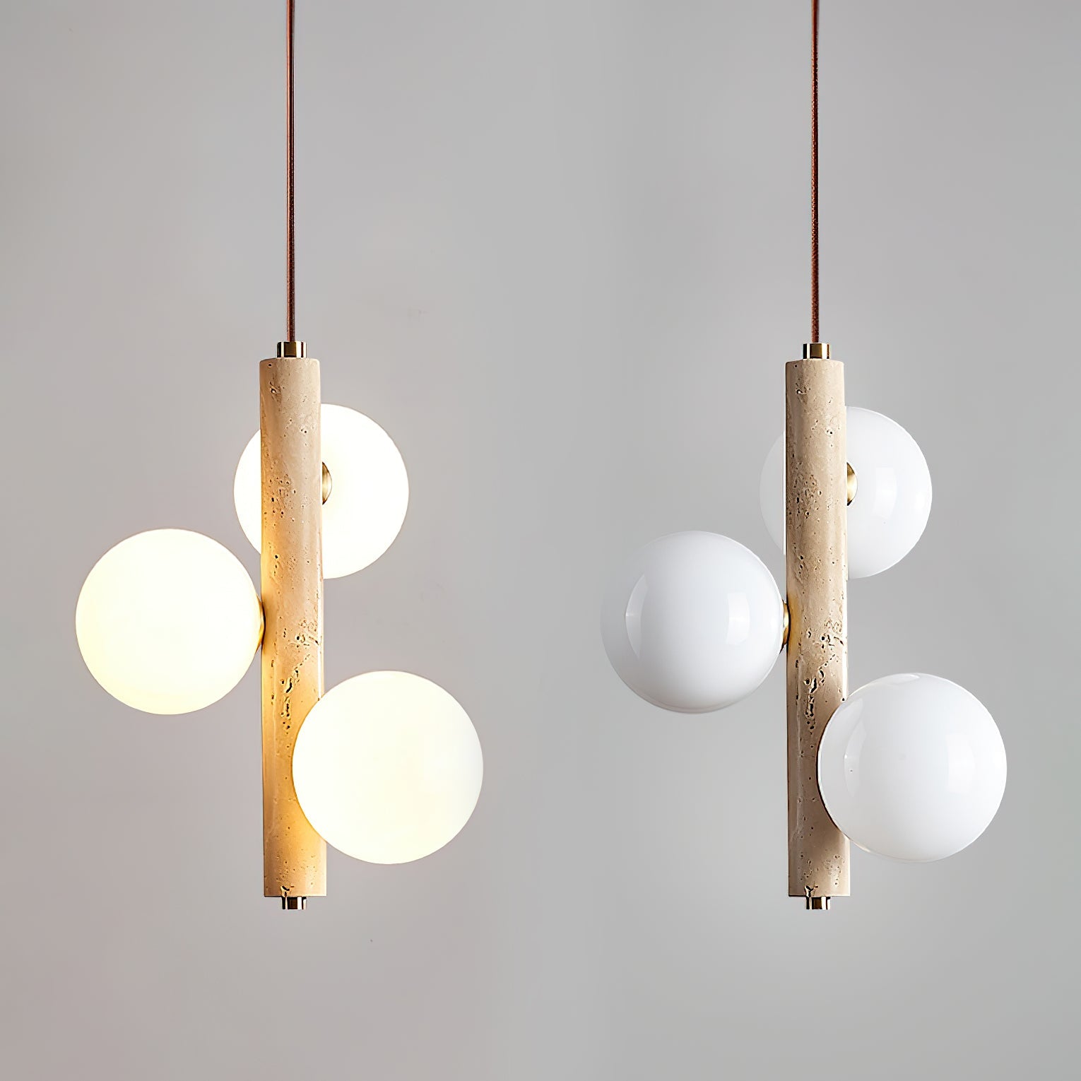 Aursorel Multi-Globe Travertine Pendant Light - Blowlighting