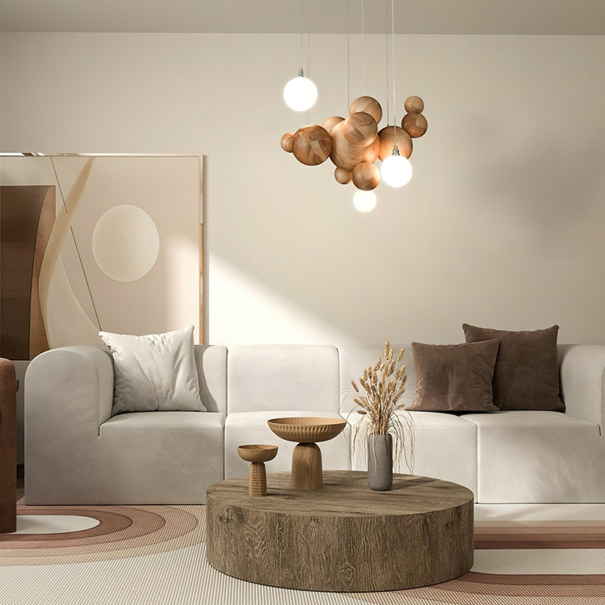 Bubble Wood Balls Chandelier - Blowlighting