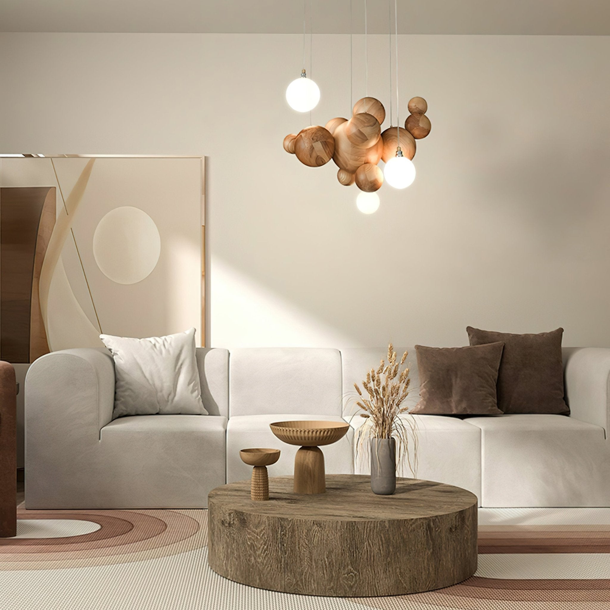 Bubble Wood Balls Chandelier - Blowlighting