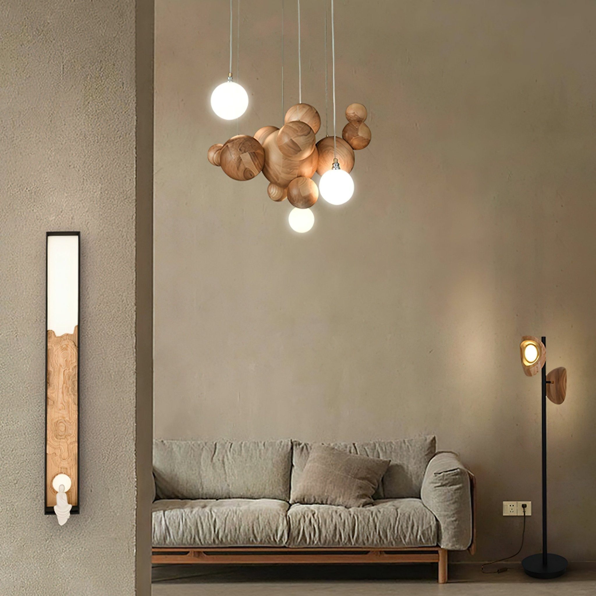 Bubble Wood Balls Chandelier - Blowlighting