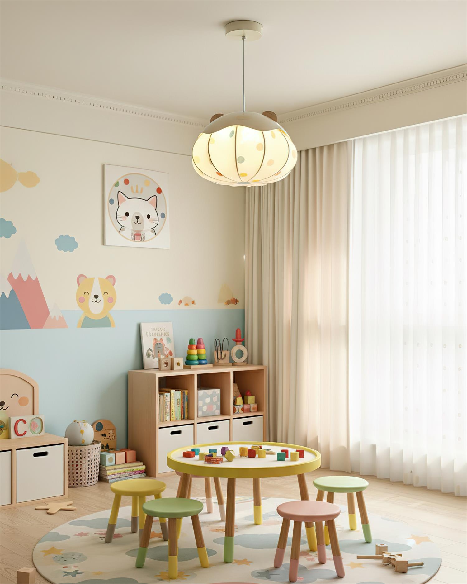 Bubbly Kids Fabric Sky Pendant Light