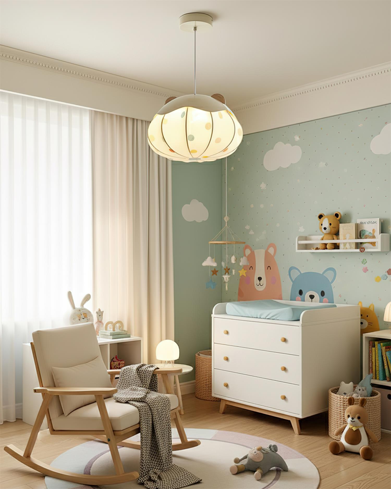 Bubbly Kids Fabric Sky Pendant Light