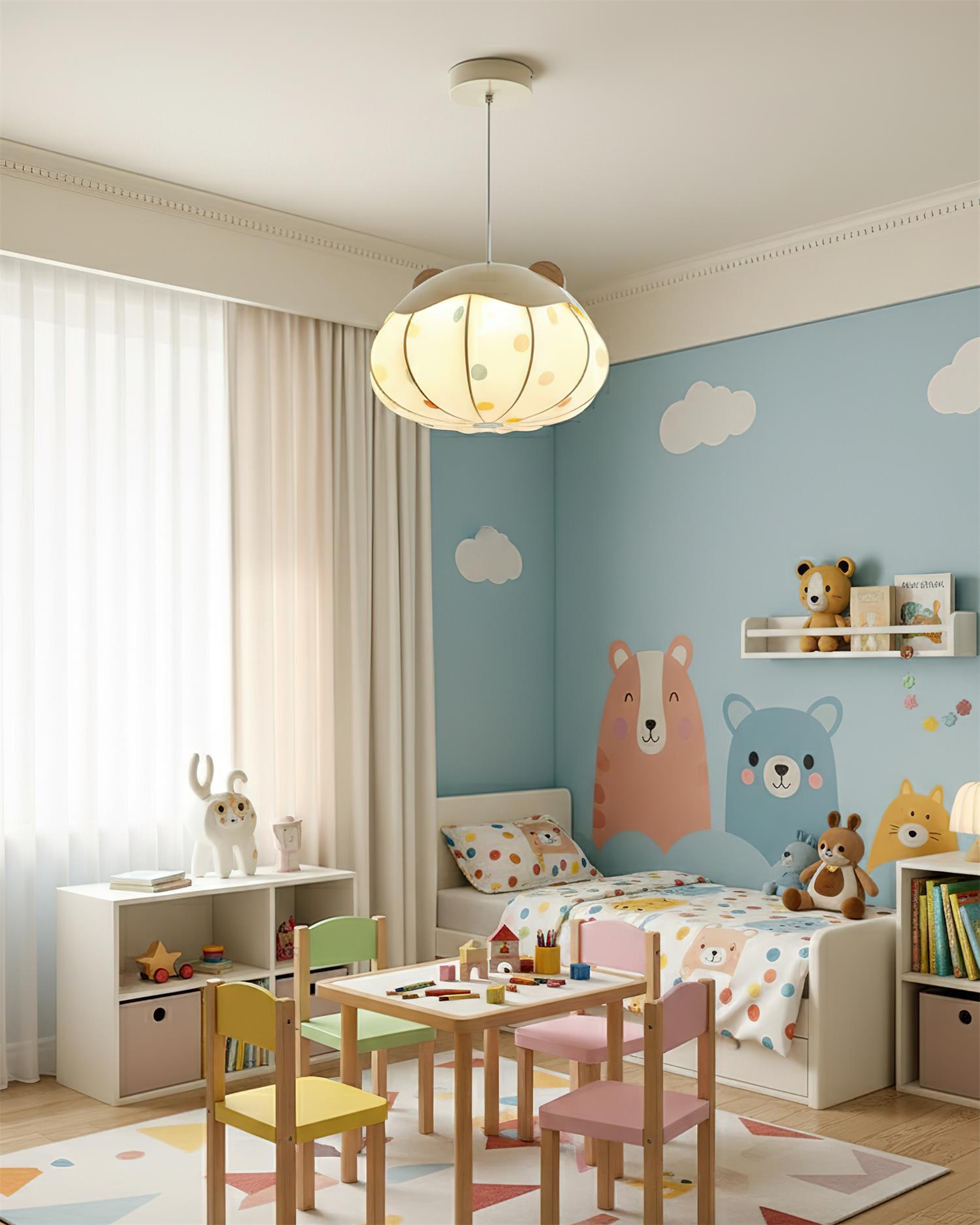 Bubbly Kids Fabric Sky Pendant Light