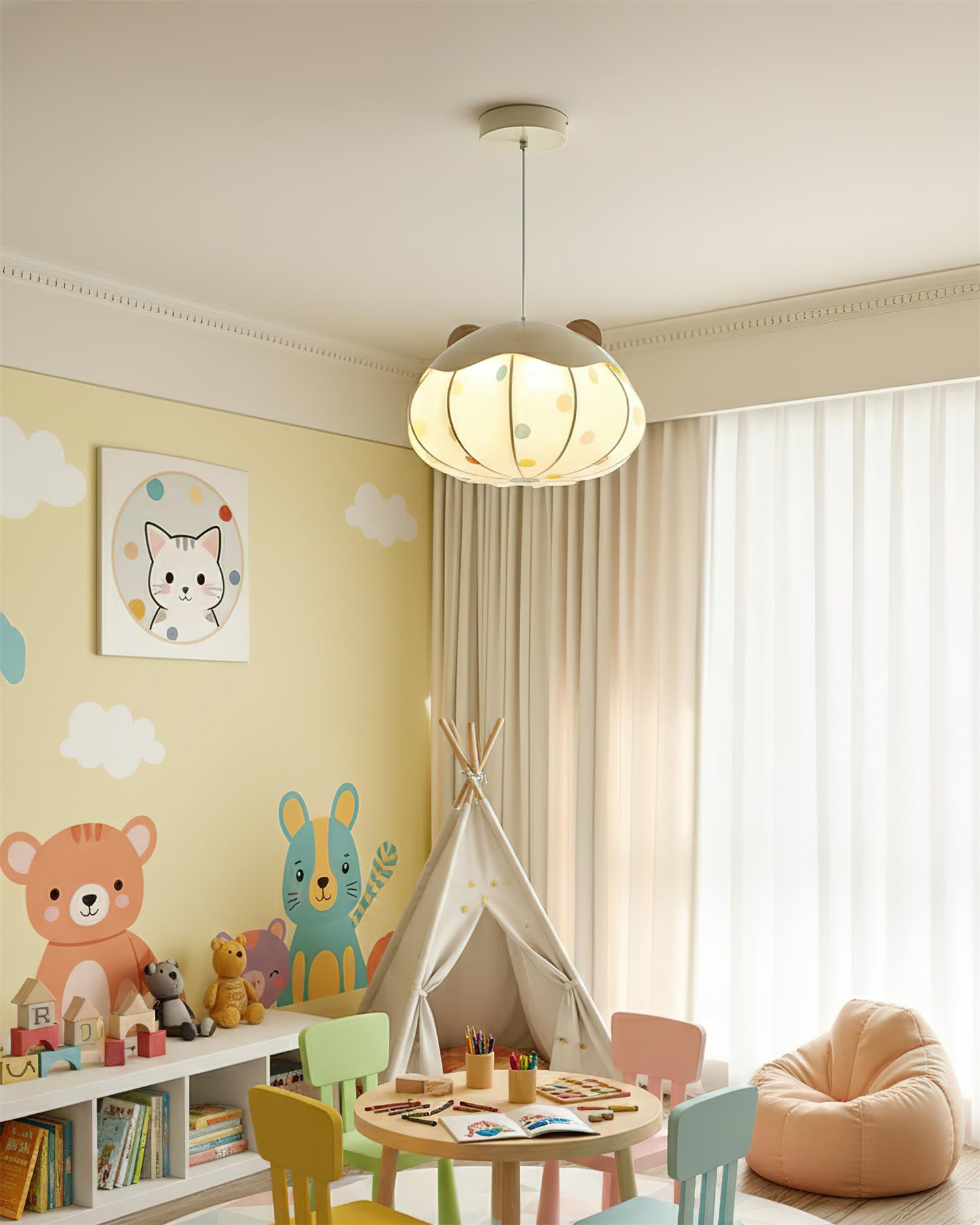 Bubbly Kids Fabric Sky Pendant Light