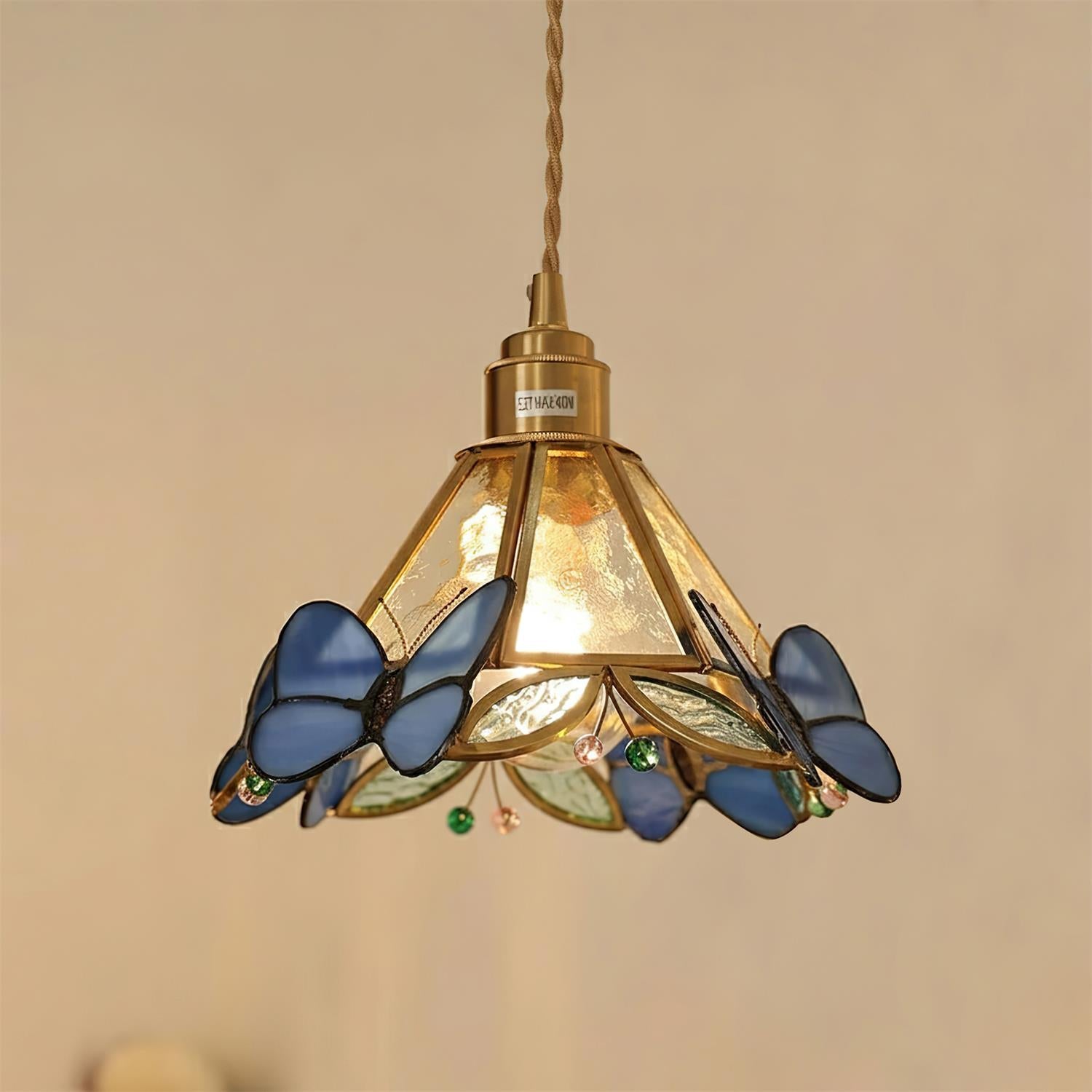 Butterfly Art Deco Glass Jewel Pendant Light