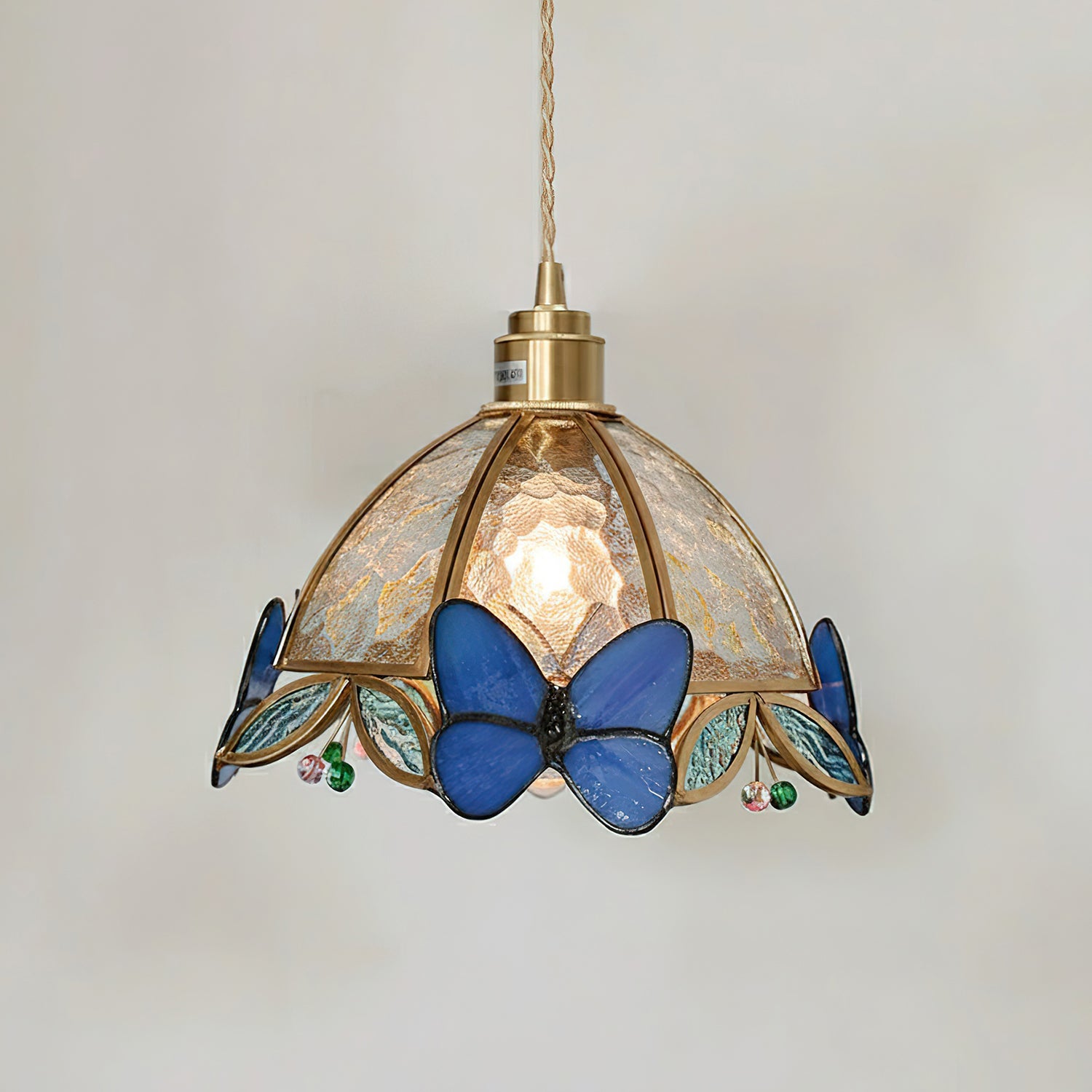 Butterfly Art Deco Glass Jewel Pendant Light
