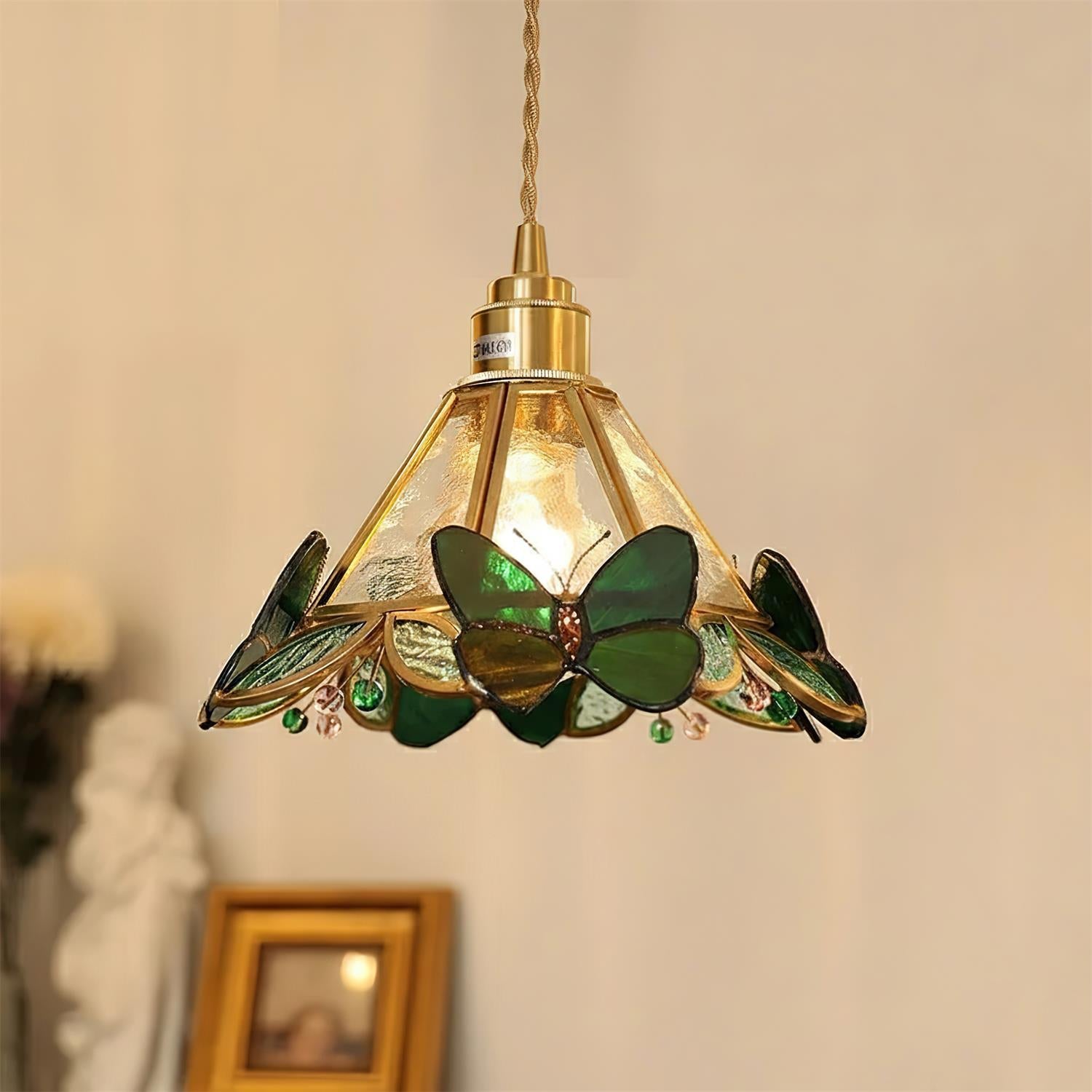 Butterfly Art Deco Glass Jewel Pendant Light