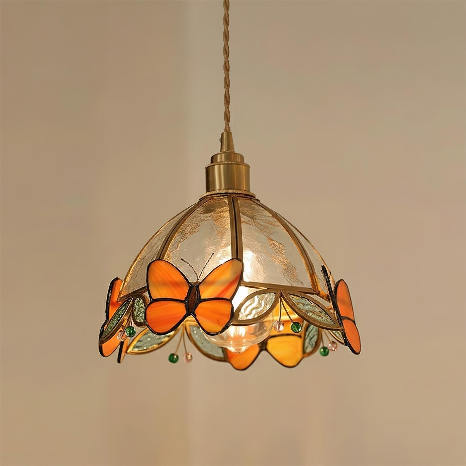 Butterfly Art Deco Glass Jewel Pendant Light