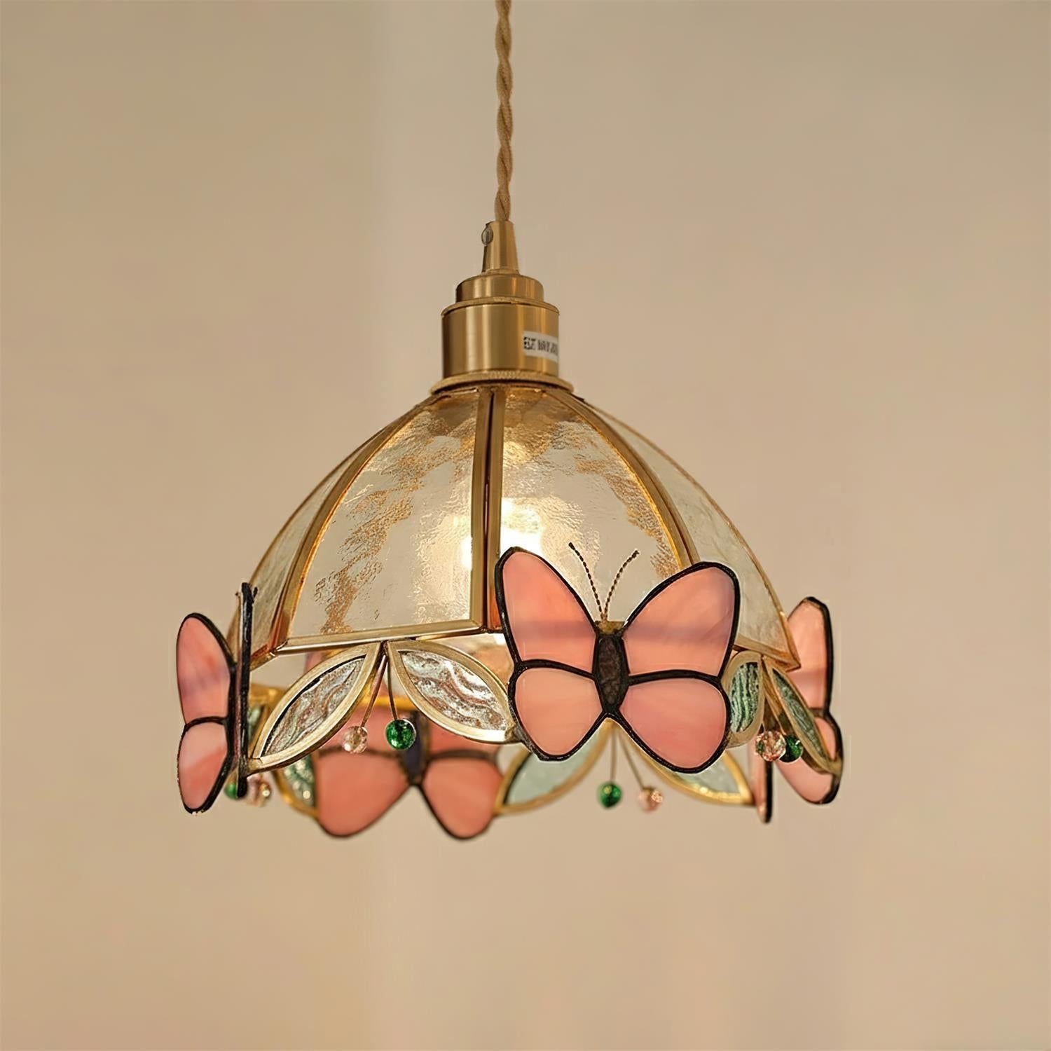 Butterfly Art Deco Glass Jewel Pendant Light