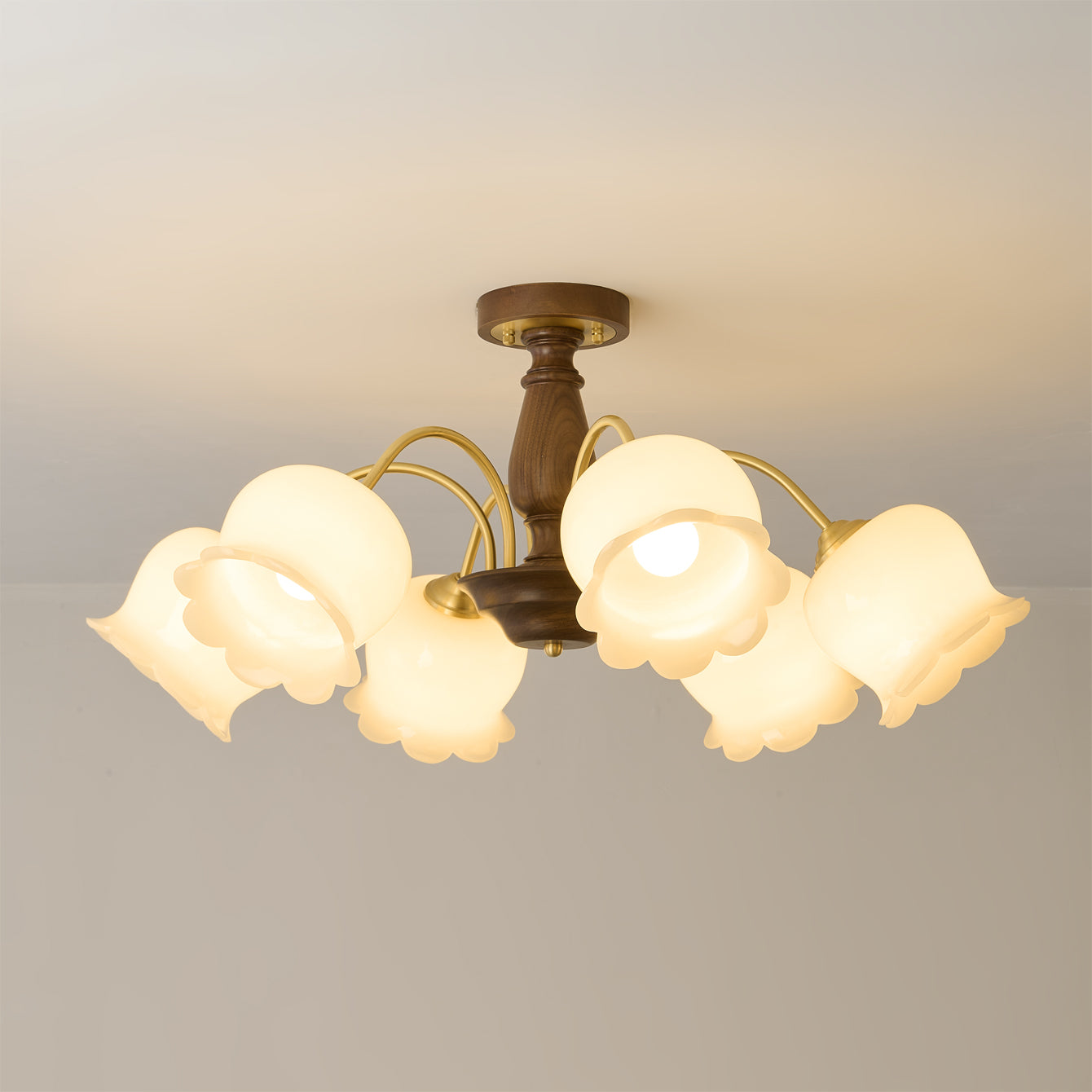 Cacier Vintage Brass Flower Chandelier