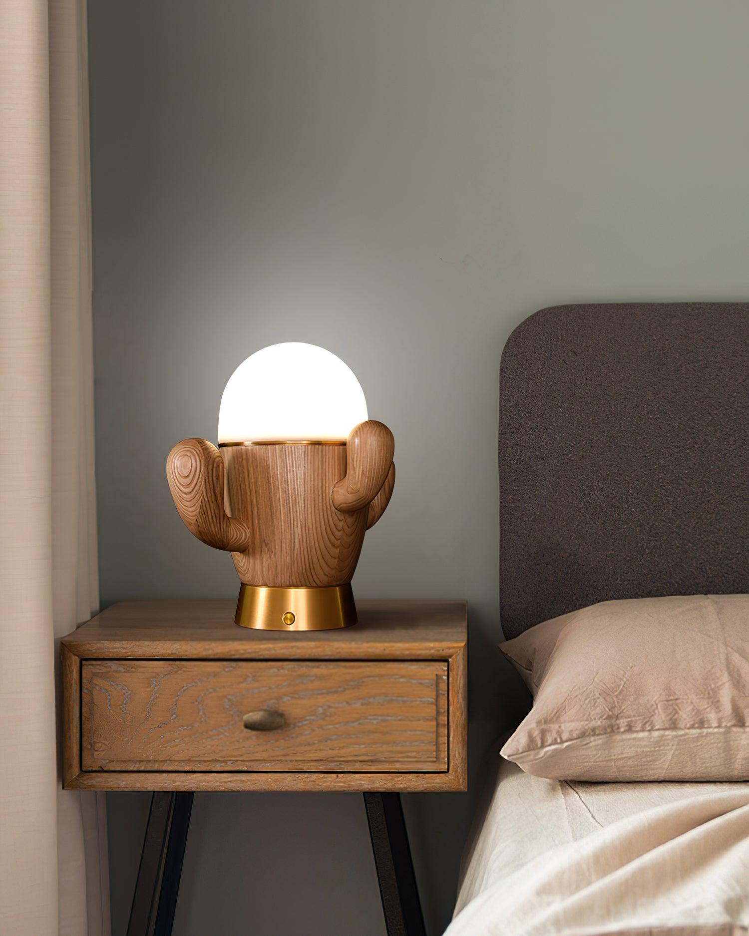 Wooden Cactus Table Lamp - Blowlighting