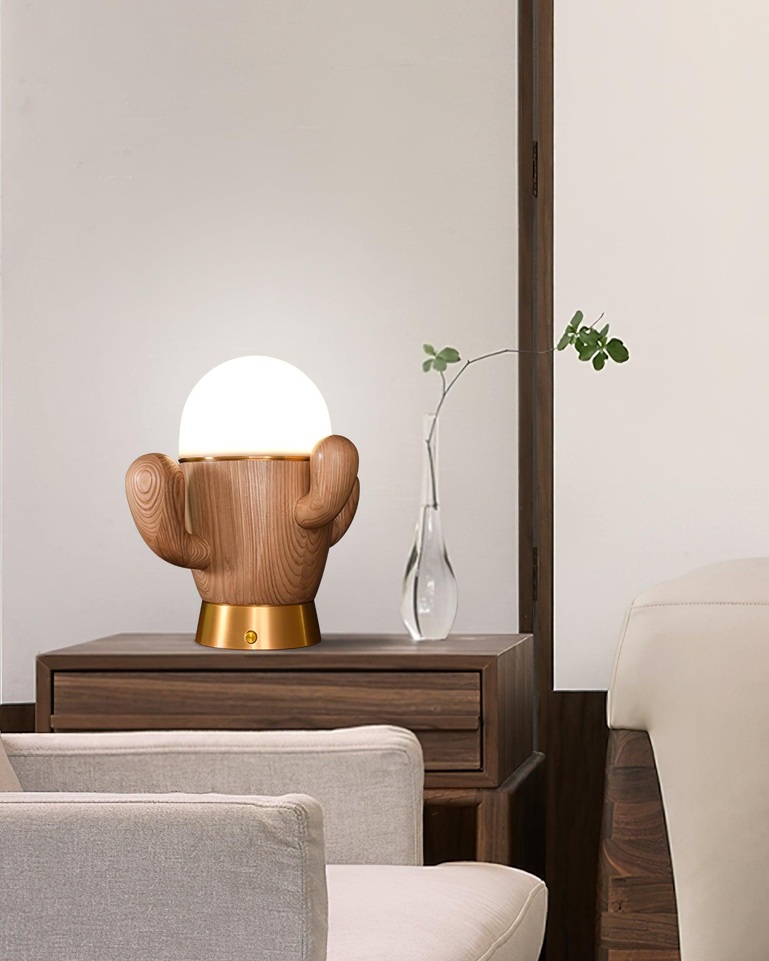 Wooden Cactus Table Lamp - Blowlighting
