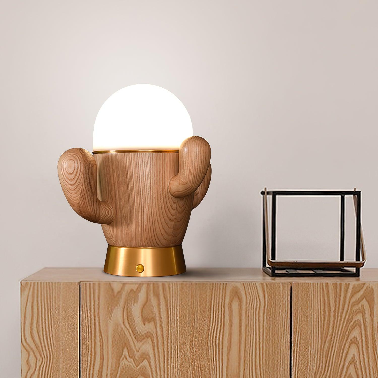 Wooden Cactus Table Lamp - Blowlighting