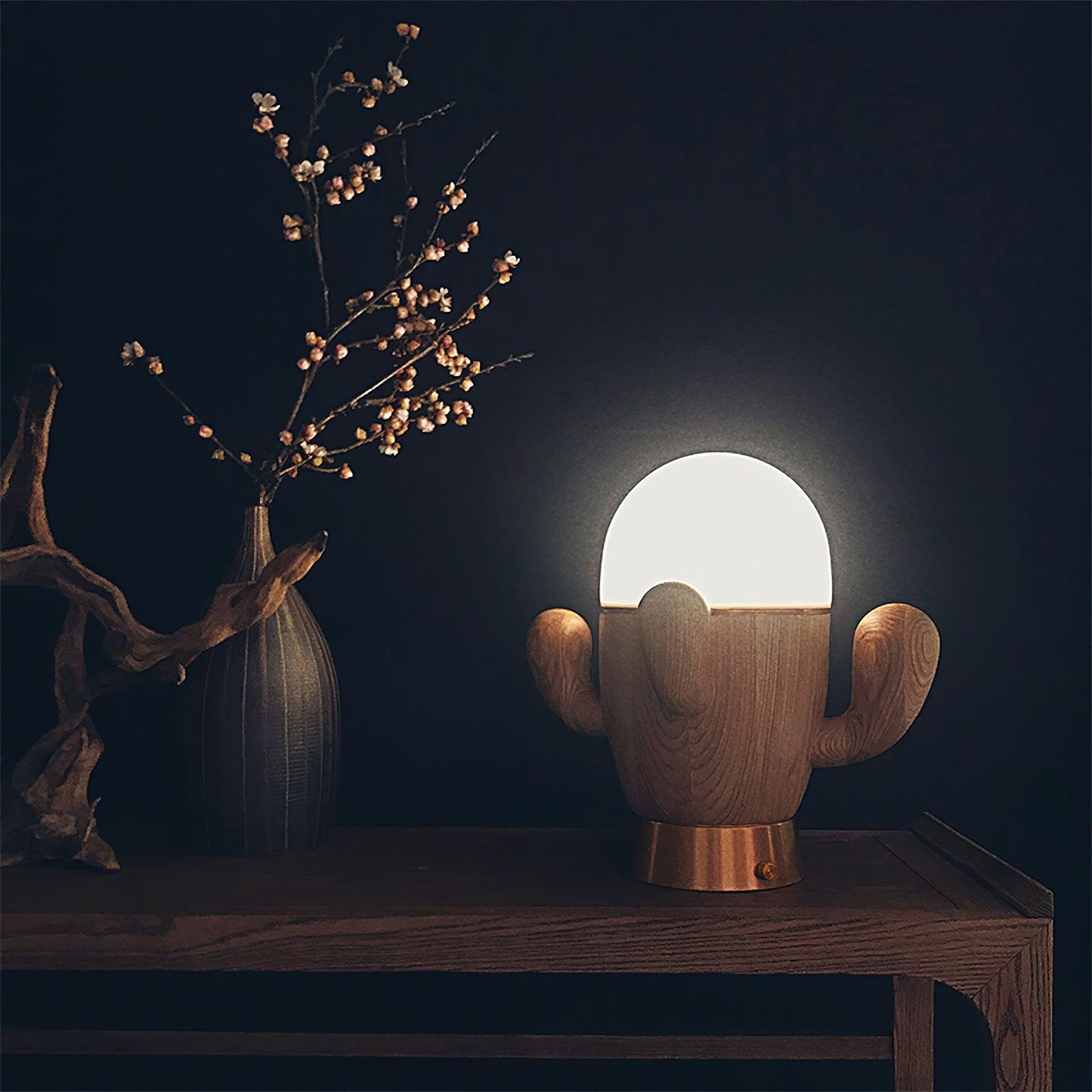 Wooden Cactus Table Lamp - Blowlighting