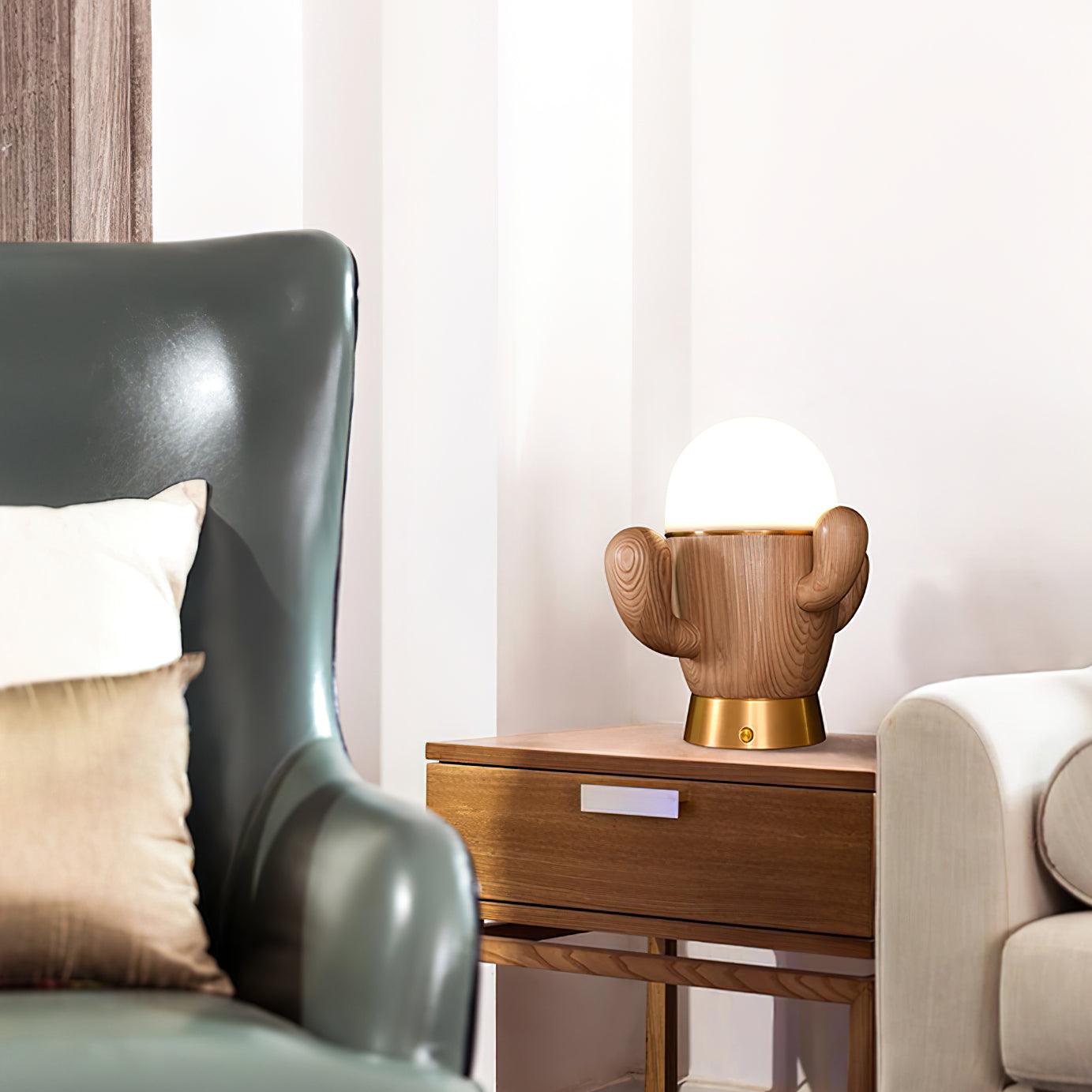 Wooden Cactus Table Lamp - Blowlighting