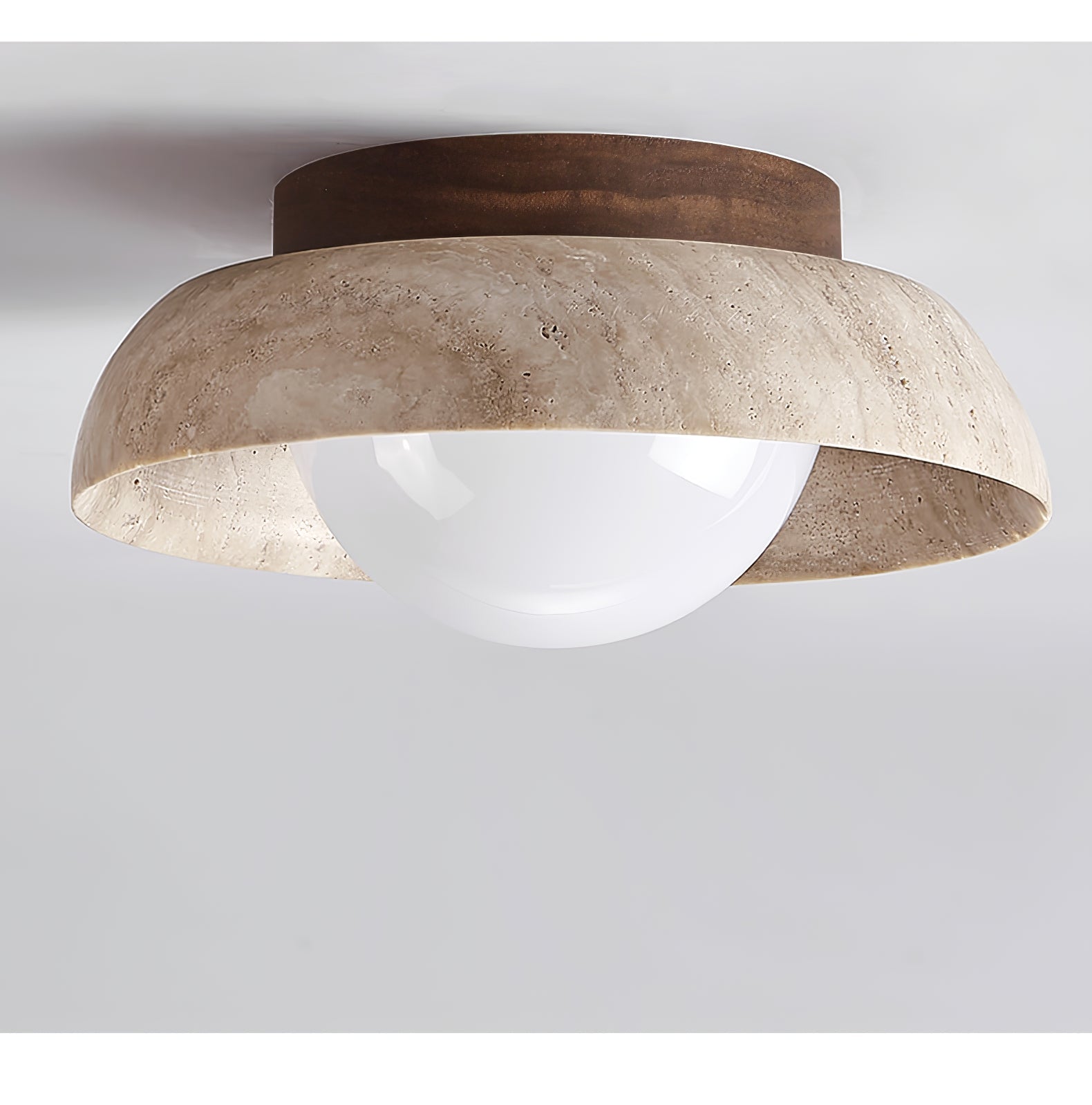 Ashaionis Disc-Dome Travertine Ceiling Light - Blowlighting