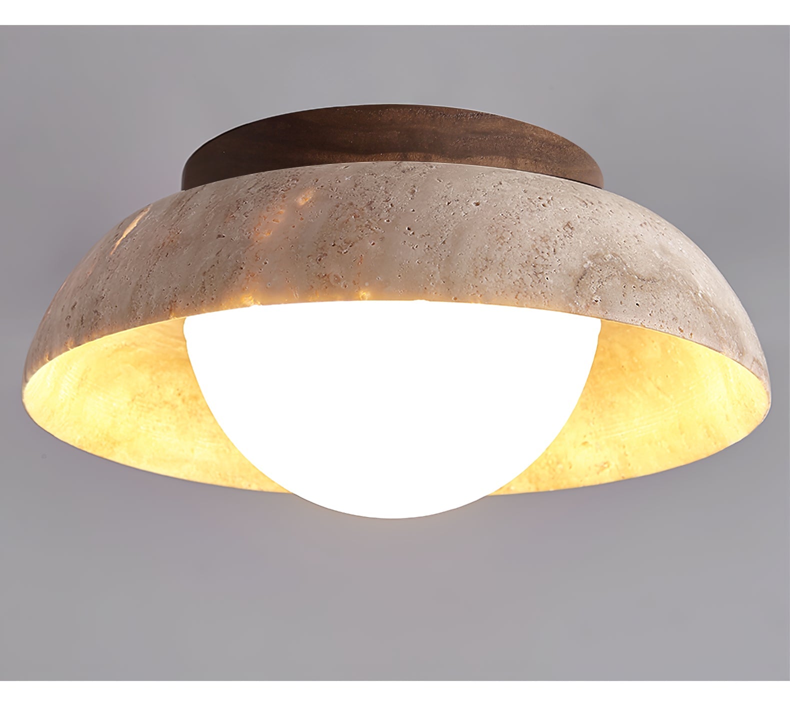 Ashaionis Disc-Dome Travertine Ceiling Light - Blowlighting