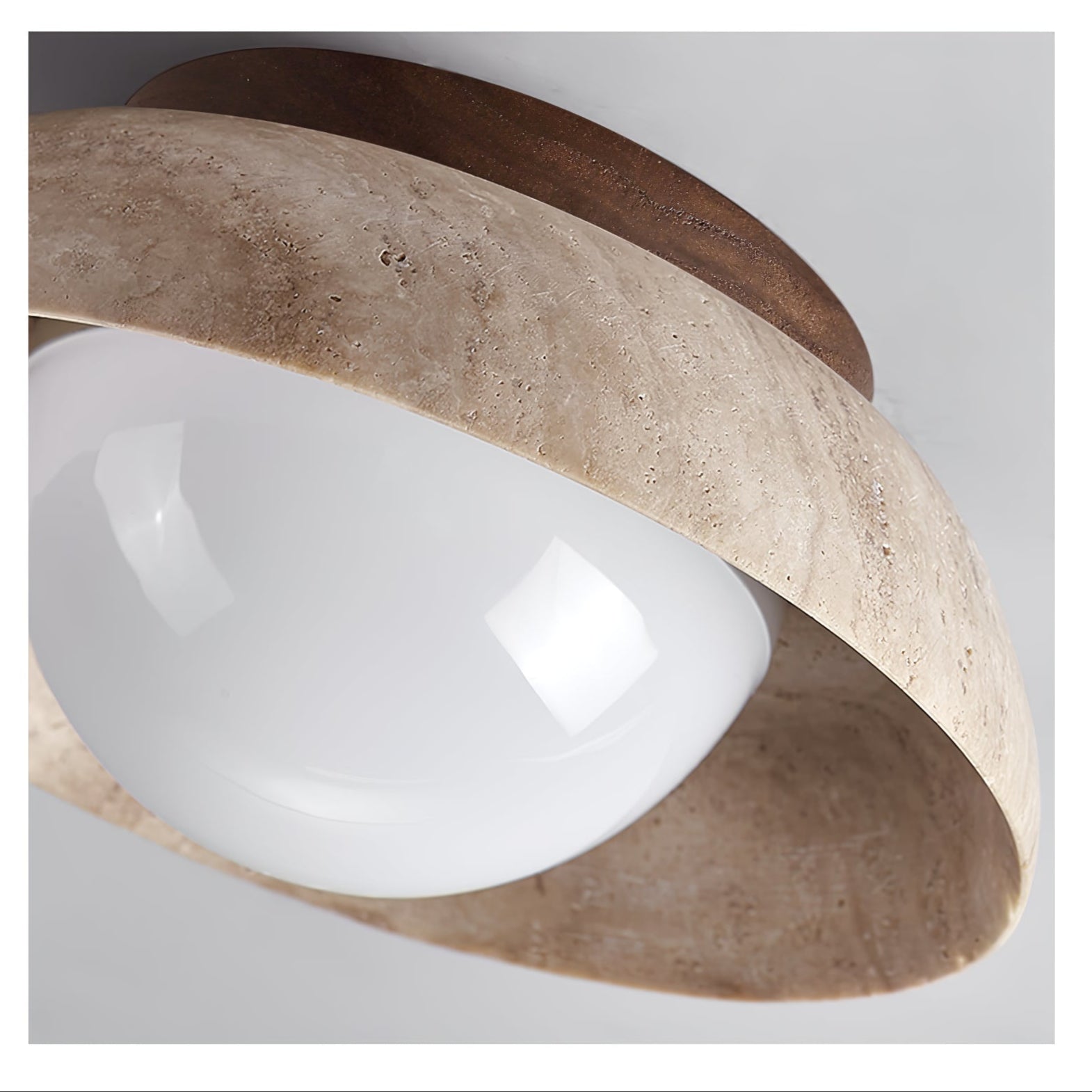 Ashaionis Disc-Dome Travertine Ceiling Light - Blowlighting