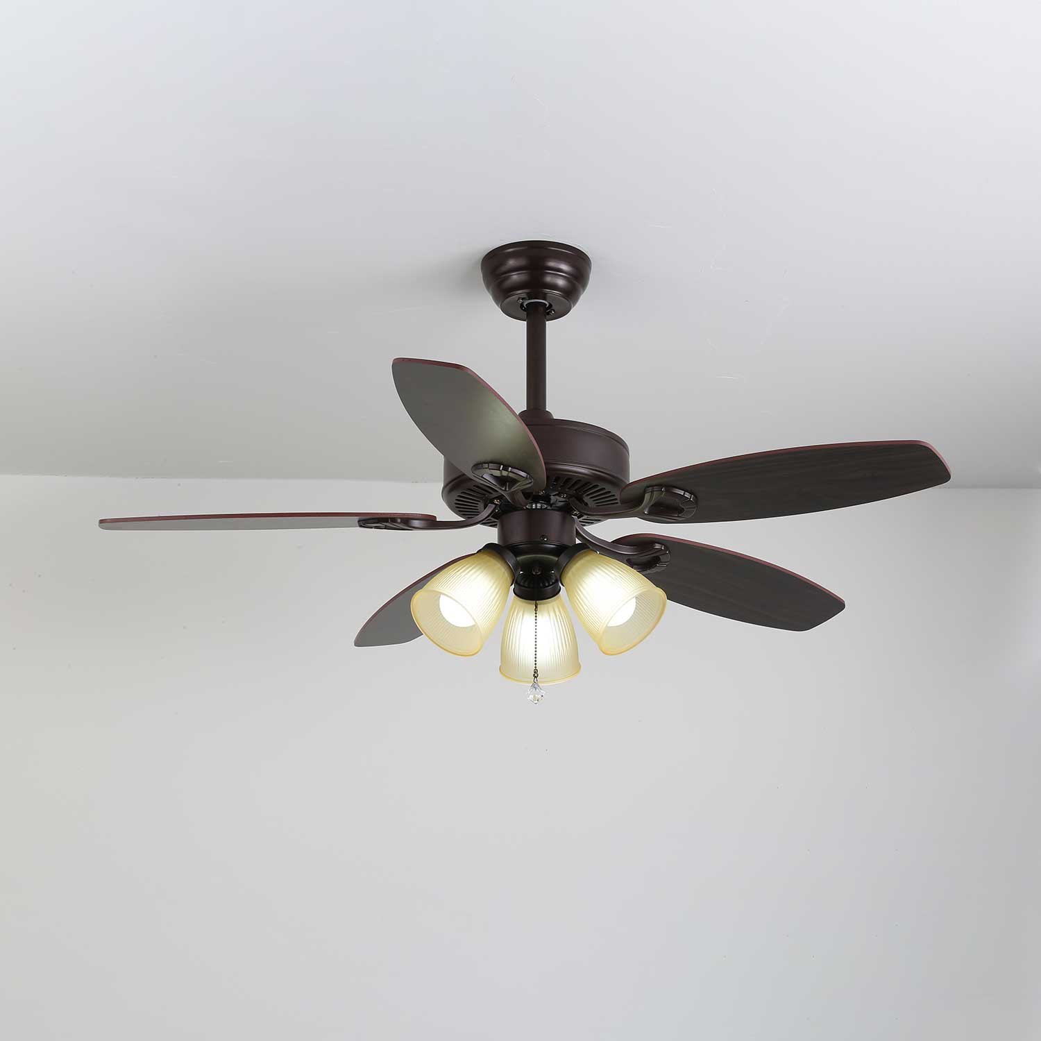 Calviera Vintage Wood Glass Ceiling Fan Light - Blowlighting