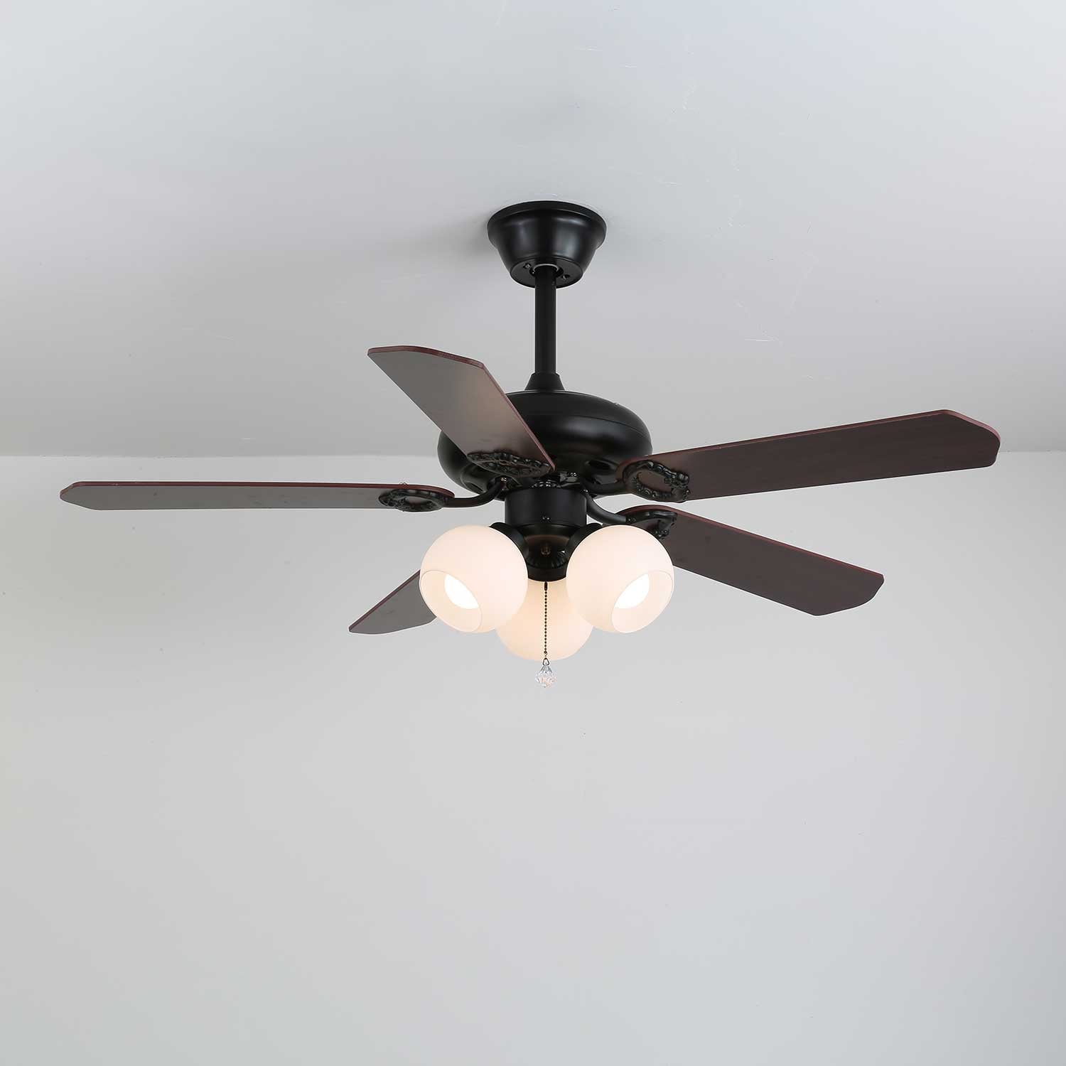 Calviera Vintage Wood Glass Ceiling Fan Light - Blowlighting