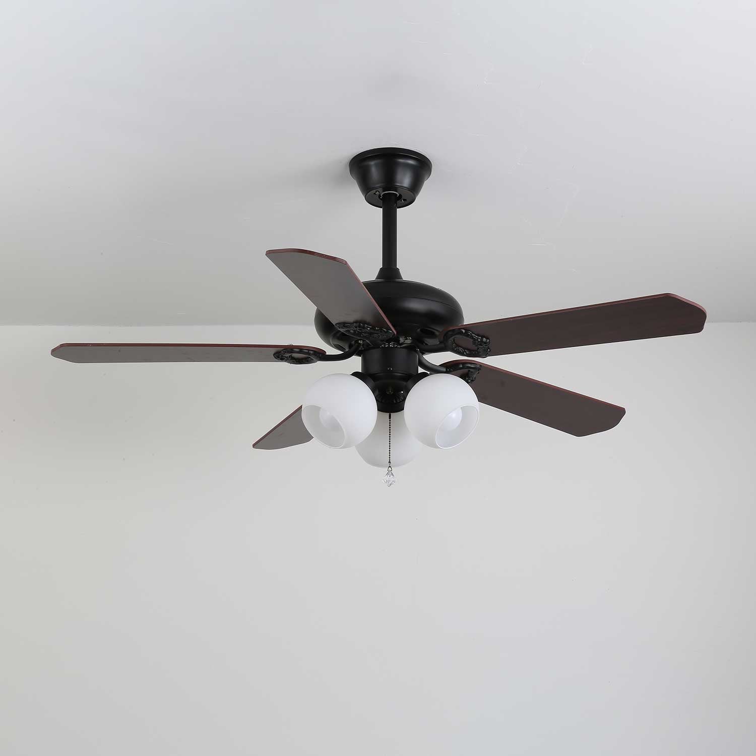 Calviera Vintage Wood Glass Ceiling Fan Light - Blowlighting