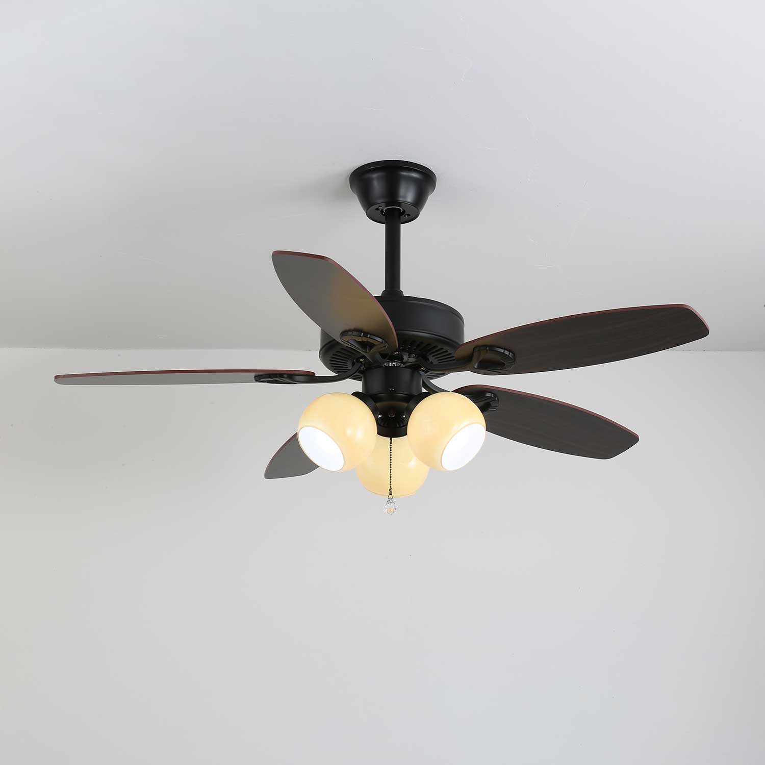 Calviera Vintage Wood Glass Ceiling Fan Light - Blowlighting