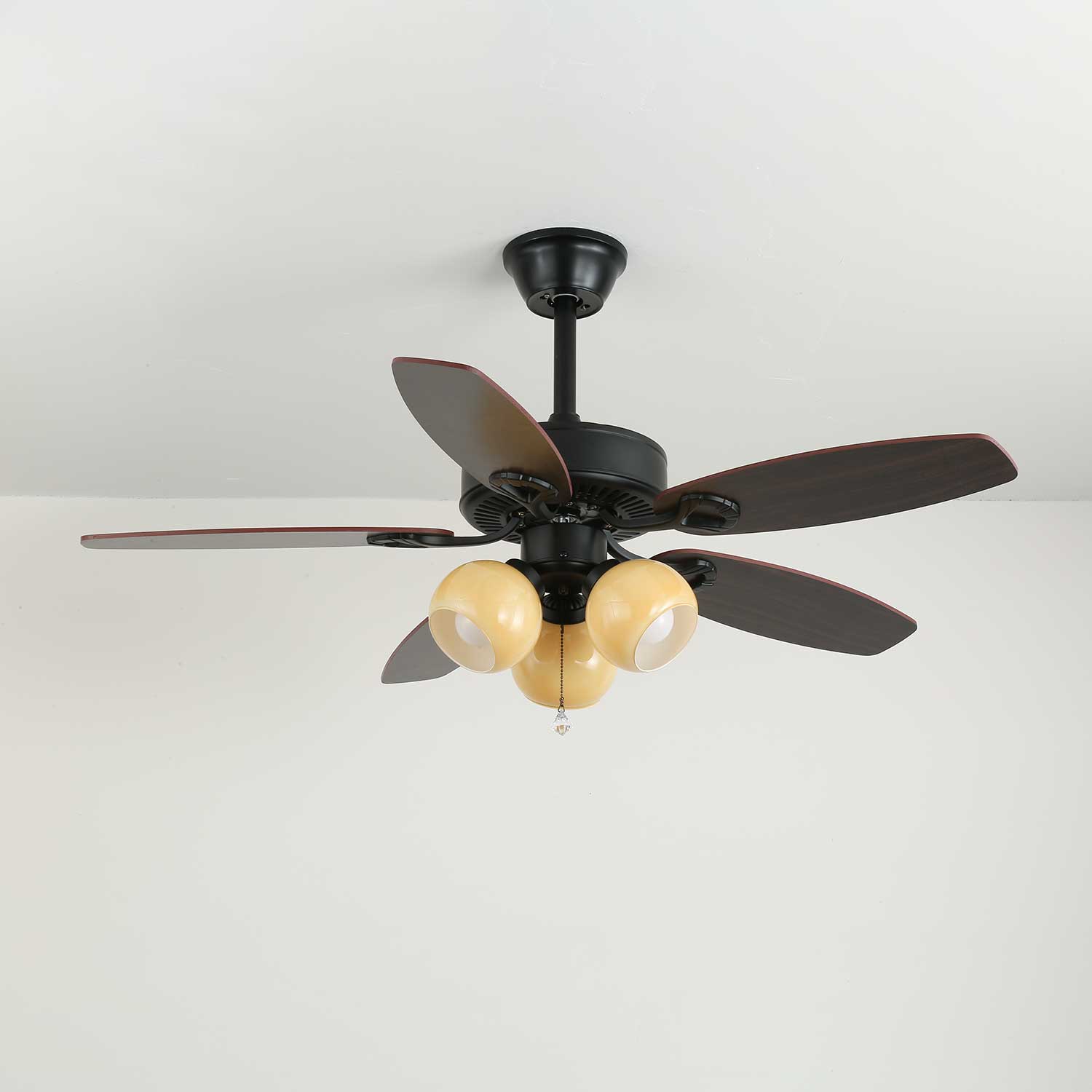 Calviera Vintage Wood Glass Ceiling Fan Light - Blowlighting