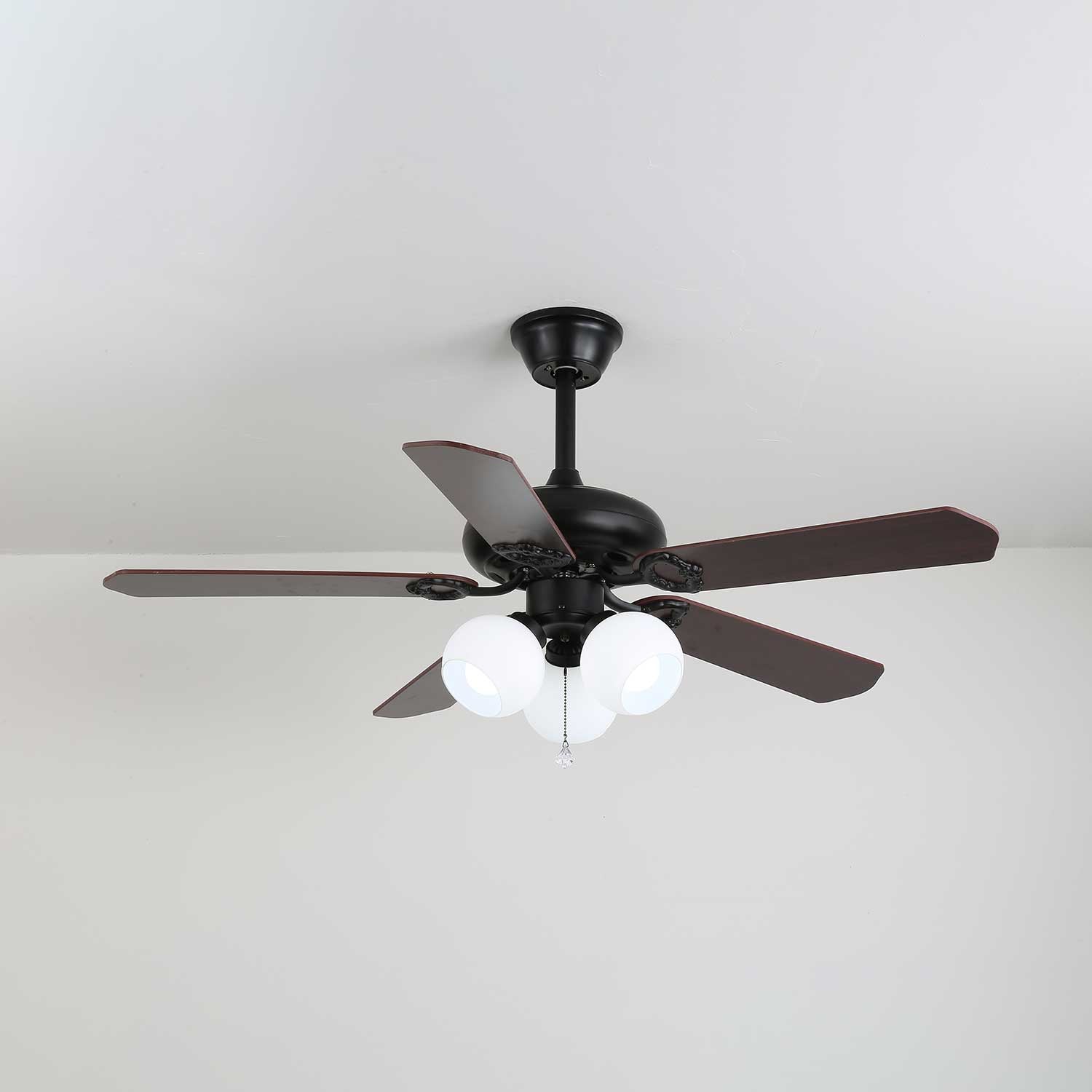 Calviera Vintage Wood Glass Ceiling Fan Light - Blowlighting