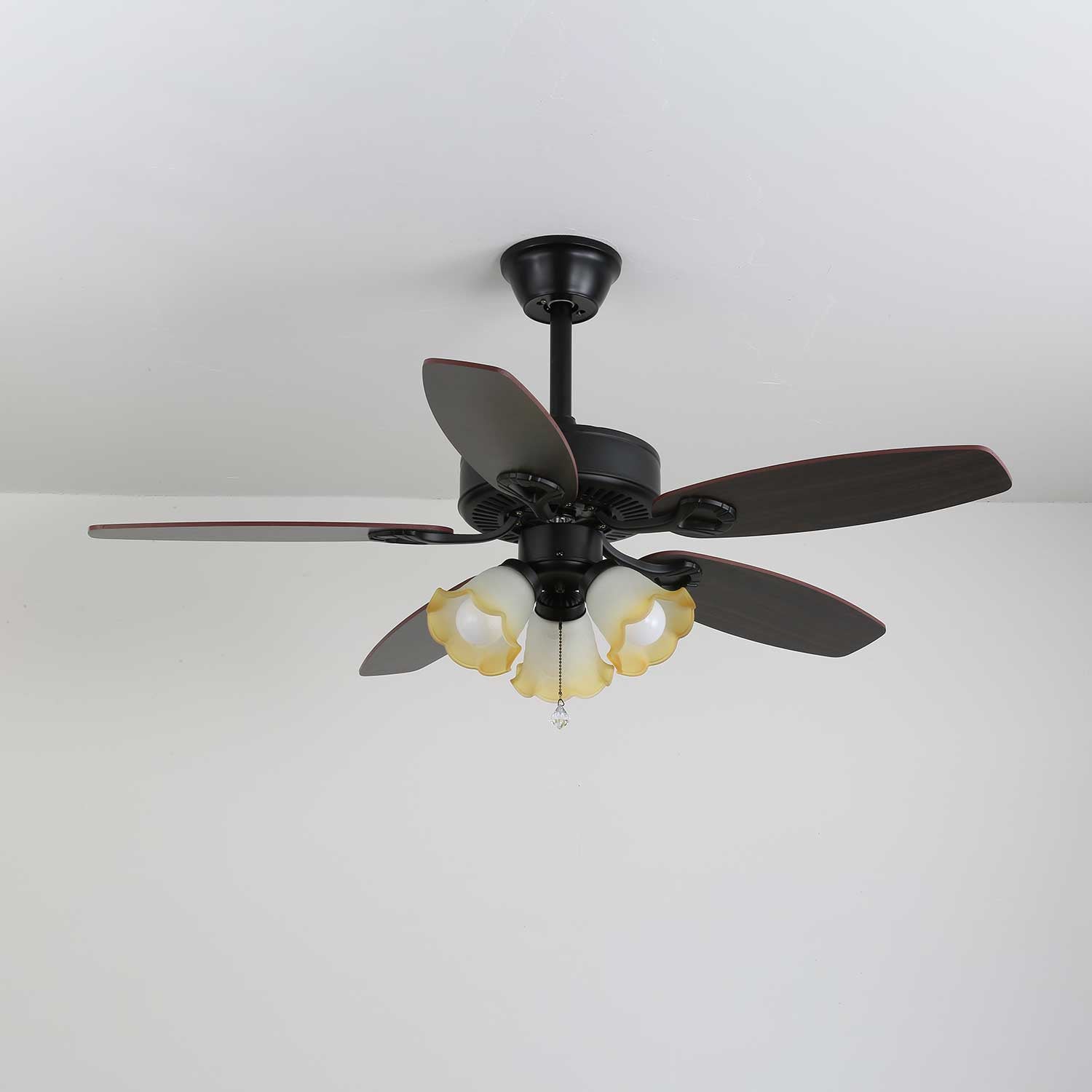 Calviera Vintage Wood Glass Ceiling Fan Light - Blowlighting