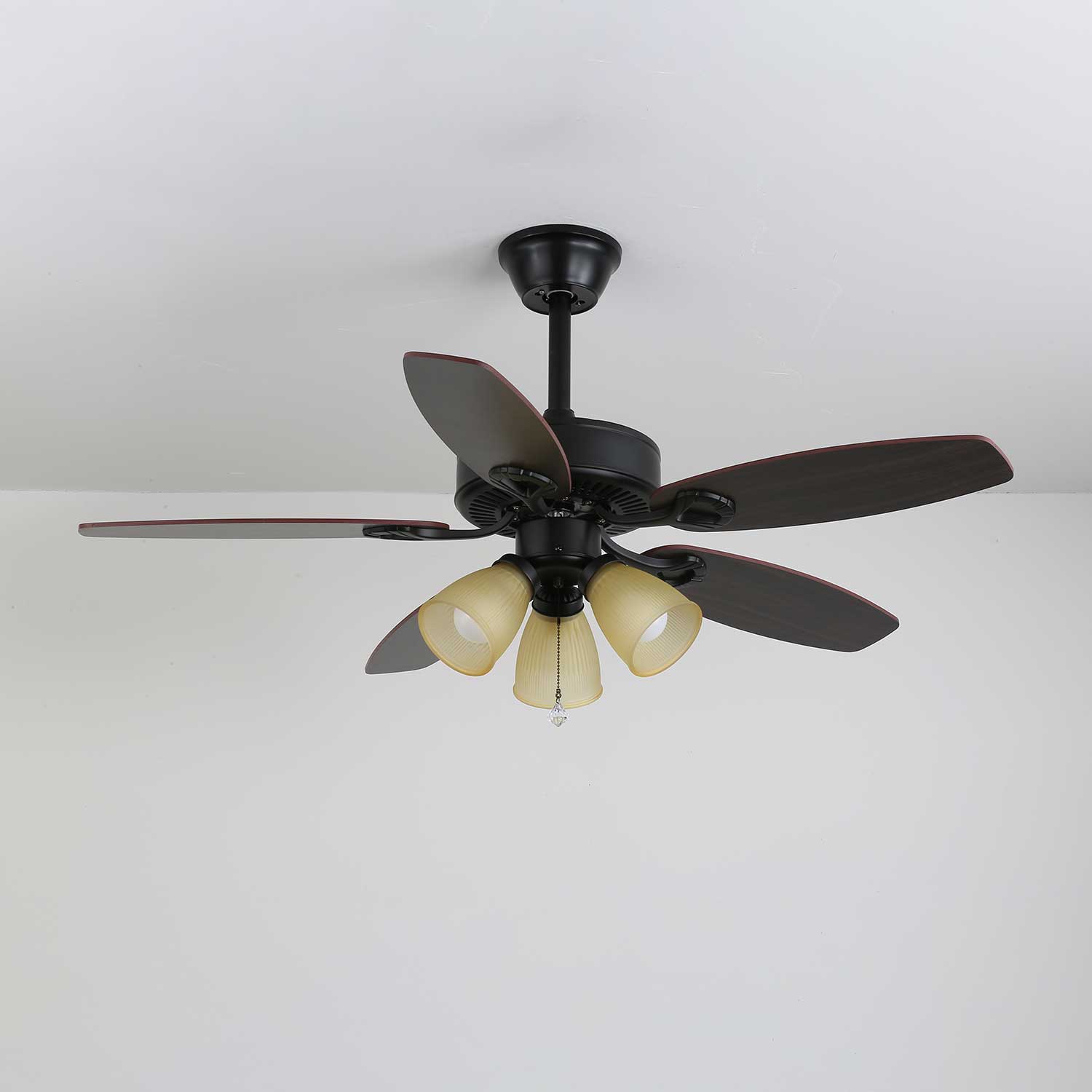 Calviera Vintage Wood Glass Ceiling Fan Light - Blowlighting