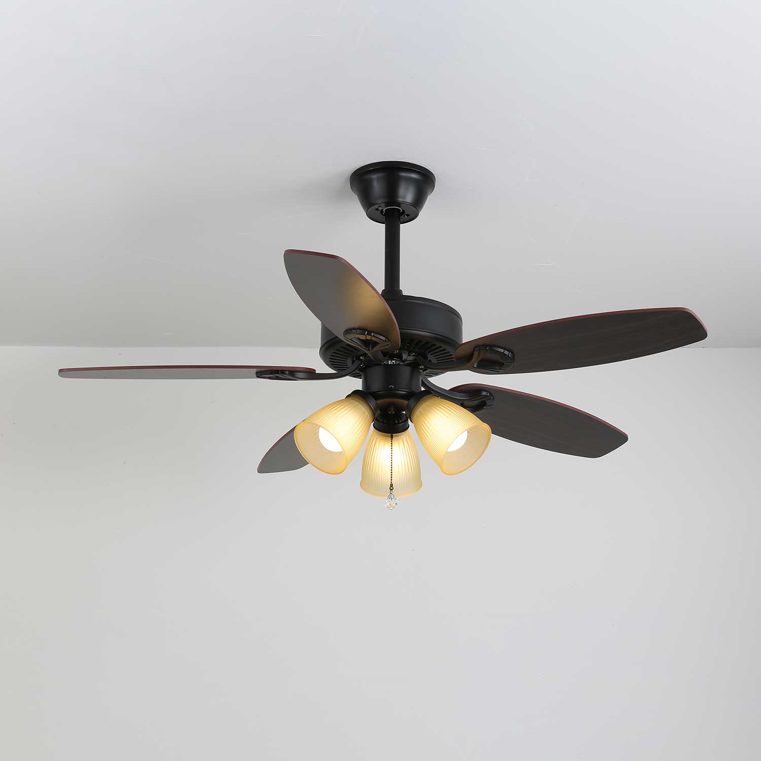 Calviera Vintage Wood Glass Ceiling Fan Light - Blowlighting