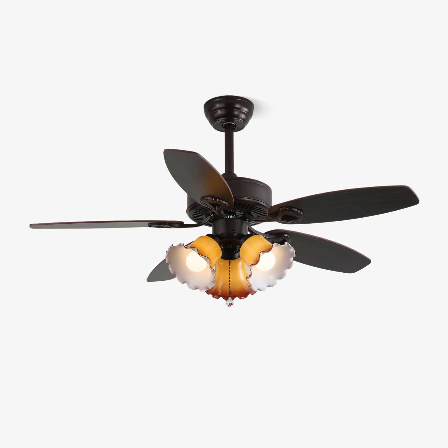 Calviera Vintage Wood Glass Ceiling Fan Light - Blowlighting