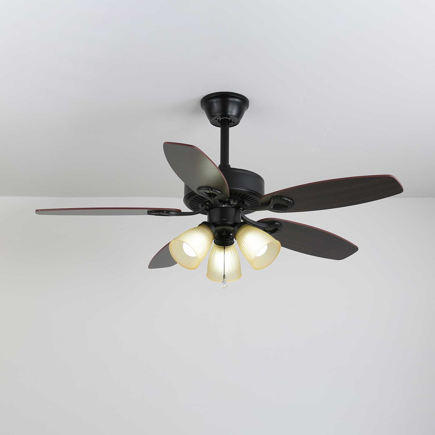 Calviera Vintage Wood Glass Ceiling Fan Light - Blowlighting