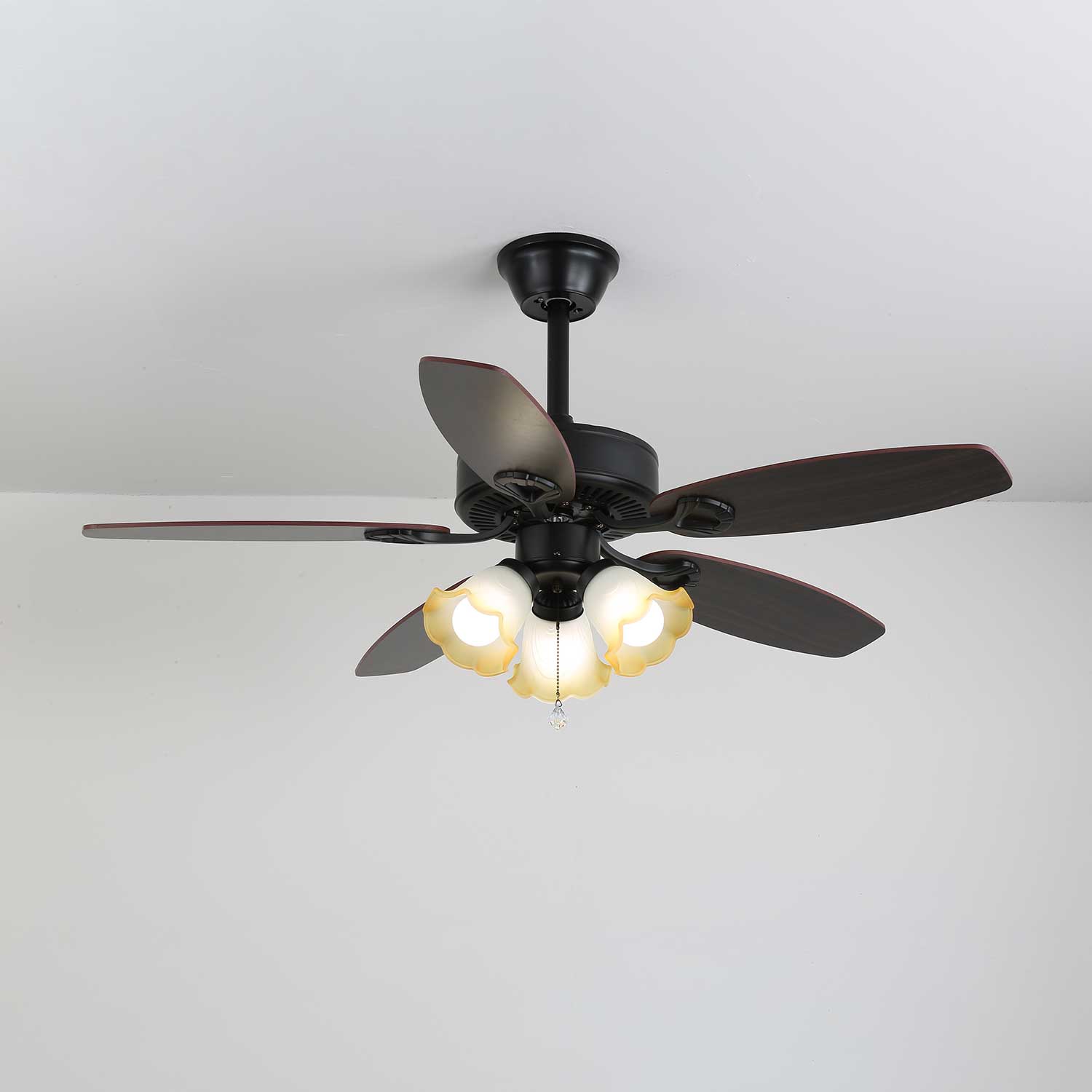 Calviera Vintage Wood Glass Ceiling Fan Light - Blowlighting