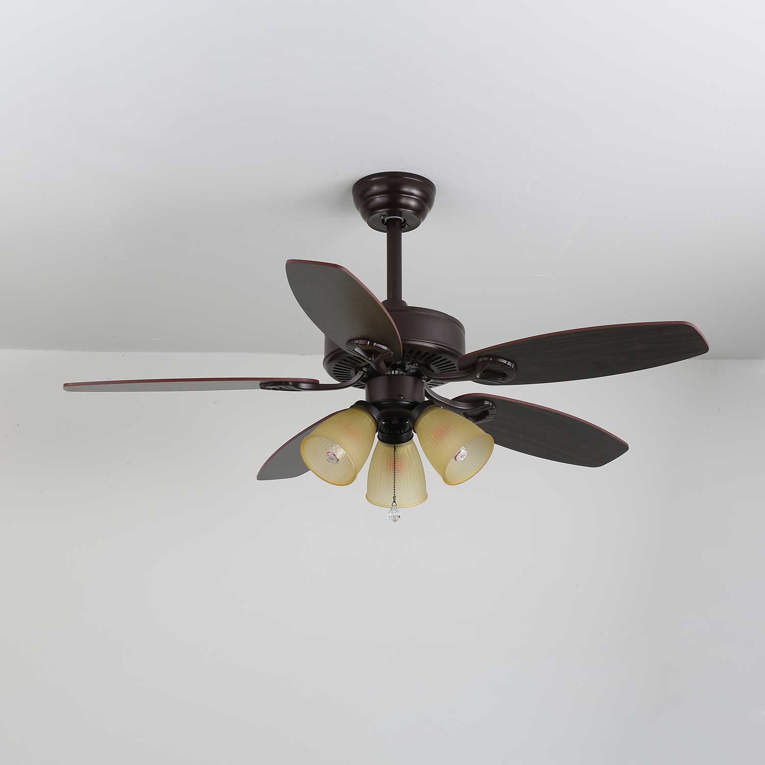 Calviera Vintage Wood Glass Ceiling Fan Light - Blowlighting