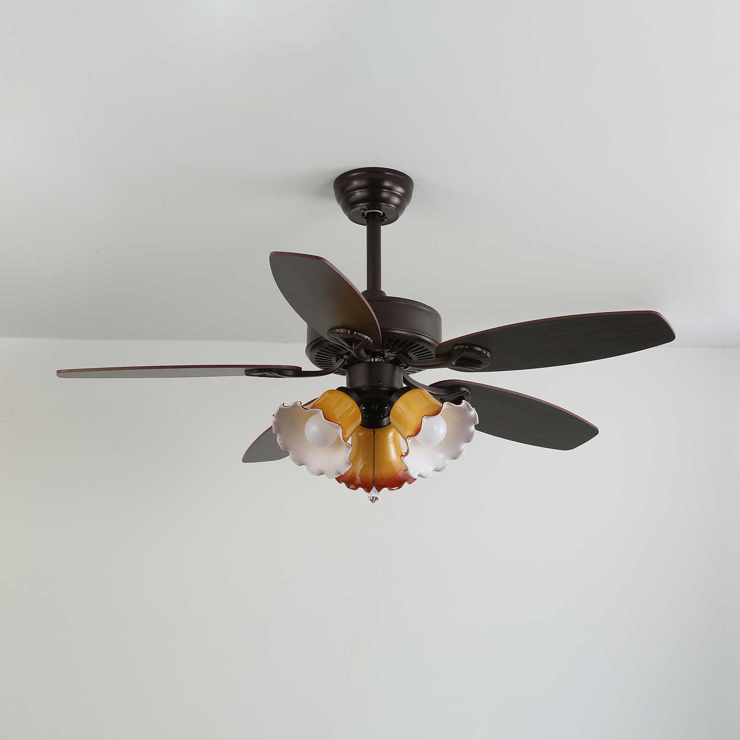 Calviera Vintage Wood Glass Ceiling Fan Light - Blowlighting
