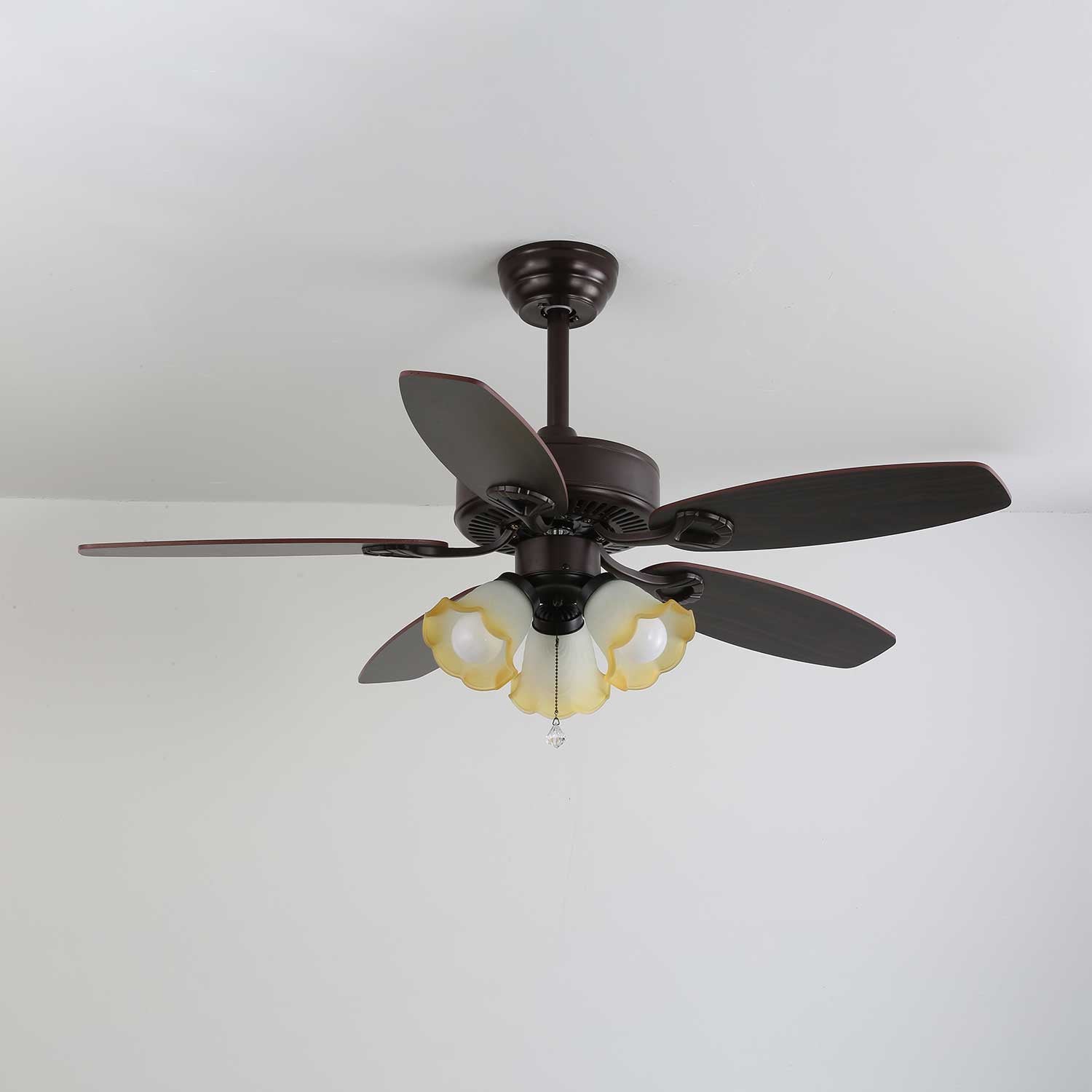 Calviera Vintage Wood Glass Ceiling Fan Light - Blowlighting
