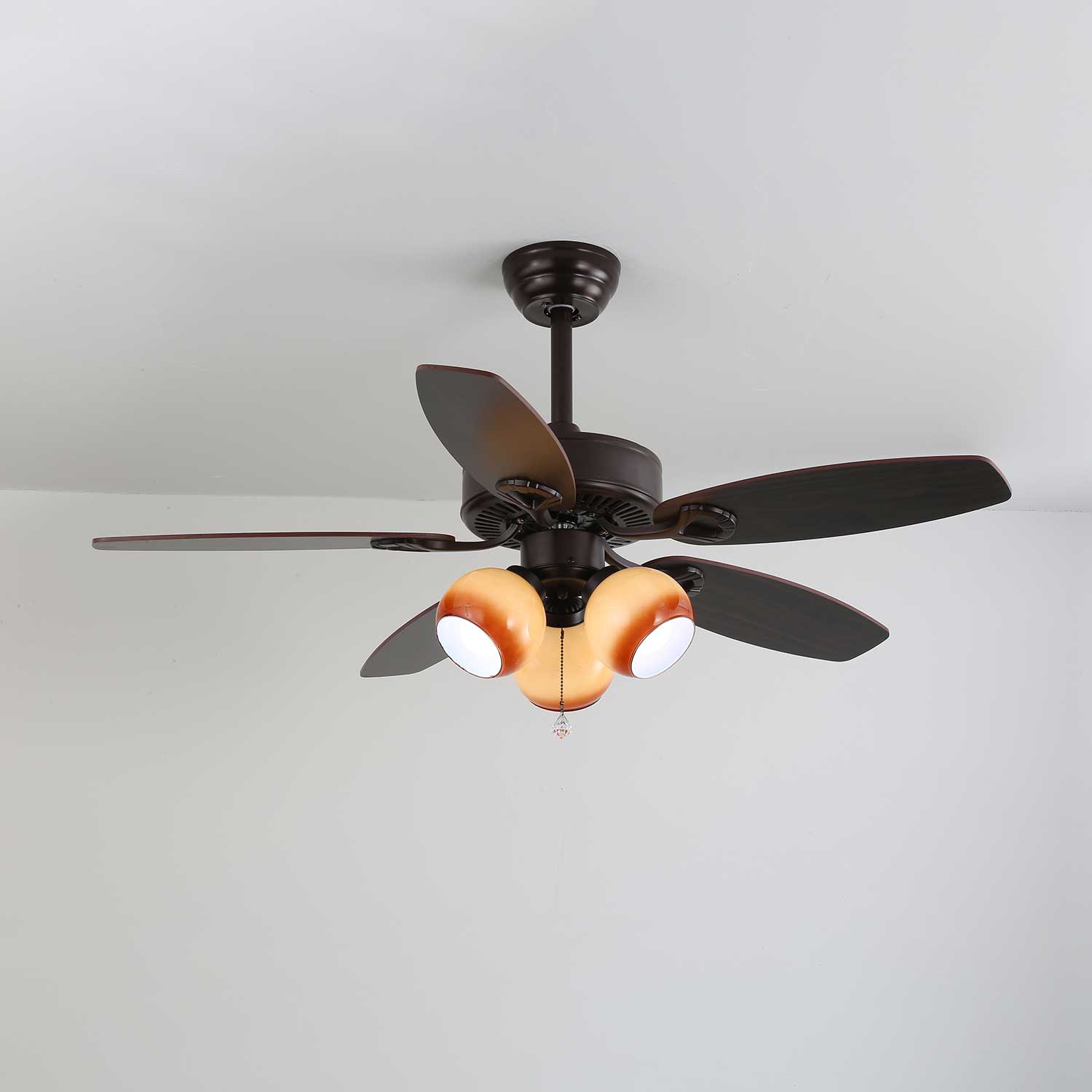 Calviera Vintage Wood Glass Ceiling Fan Light - Blowlighting