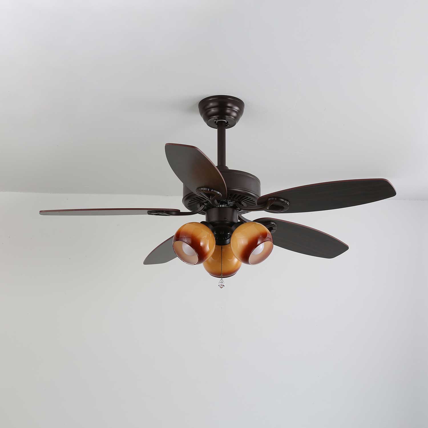 Calviera Vintage Wood Glass Ceiling Fan Light - Blowlighting
