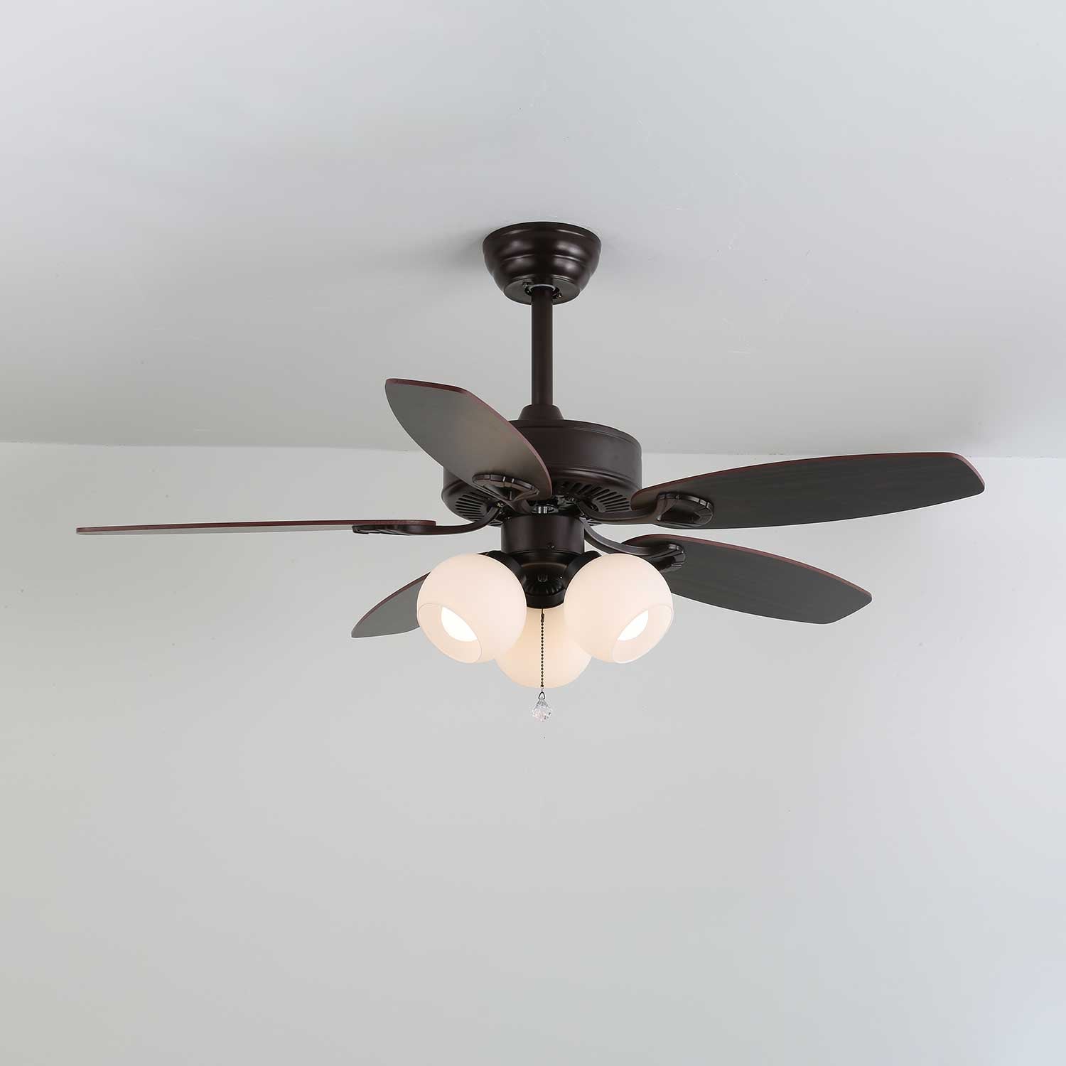 Calviera Vintage Wood Glass Ceiling Fan Light - Blowlighting