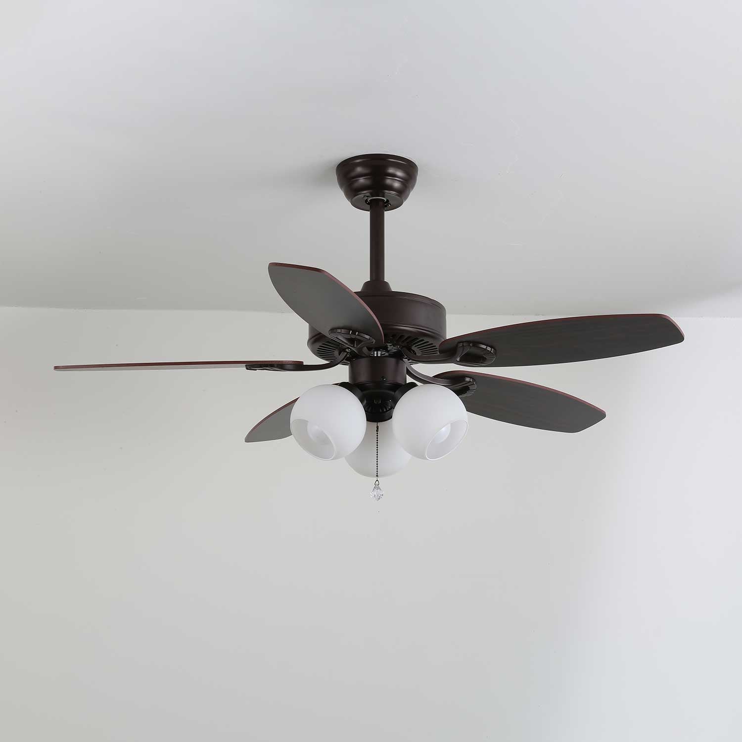 Calviera Vintage Wood Glass Ceiling Fan Light - Blowlighting