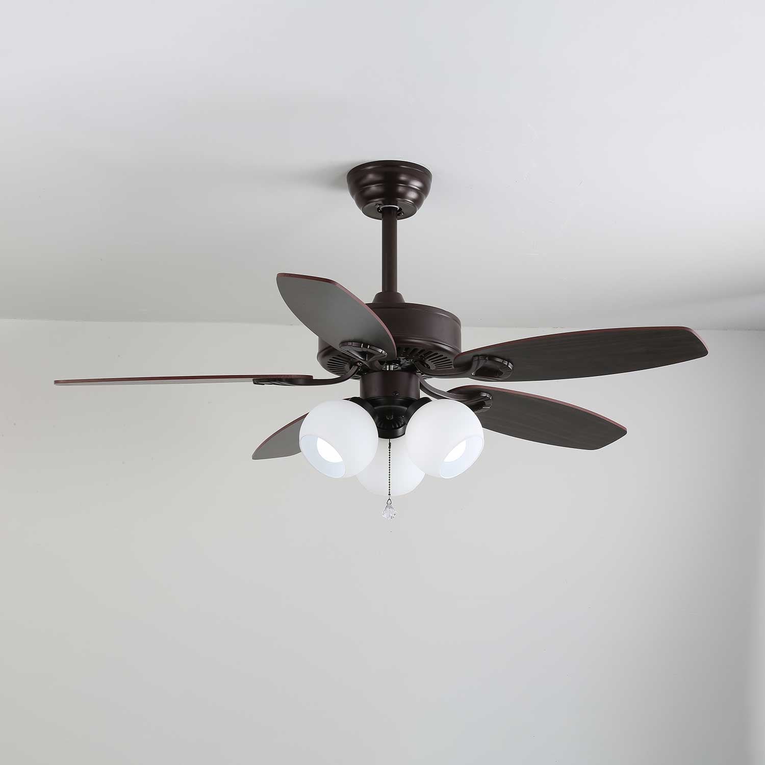 Calviera Vintage Wood Glass Ceiling Fan Light - Blowlighting